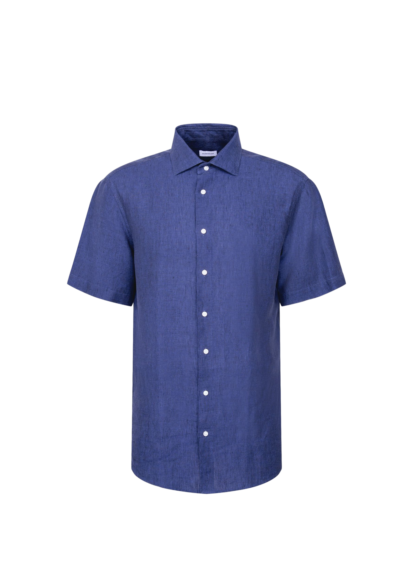Solid Short-Sleeve Linen Shirt SEIDENSTICKER Blue