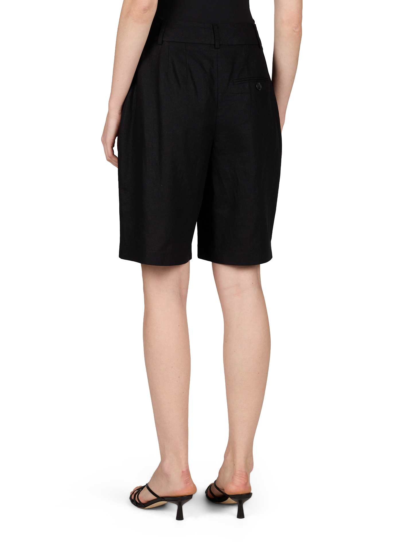 Short large in blended linen TOPSHOP Black