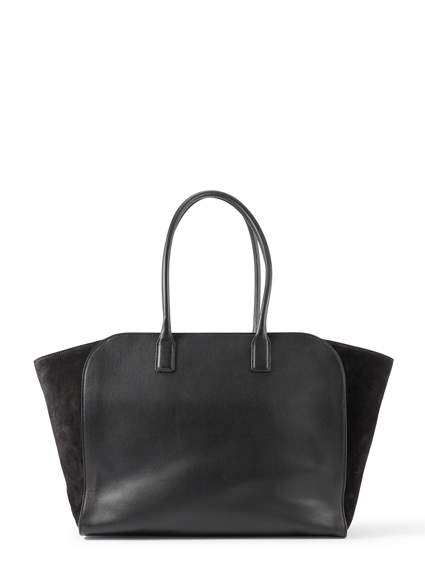 Sac cabas à empiècement daim en cuir grainé IBIZA Noir