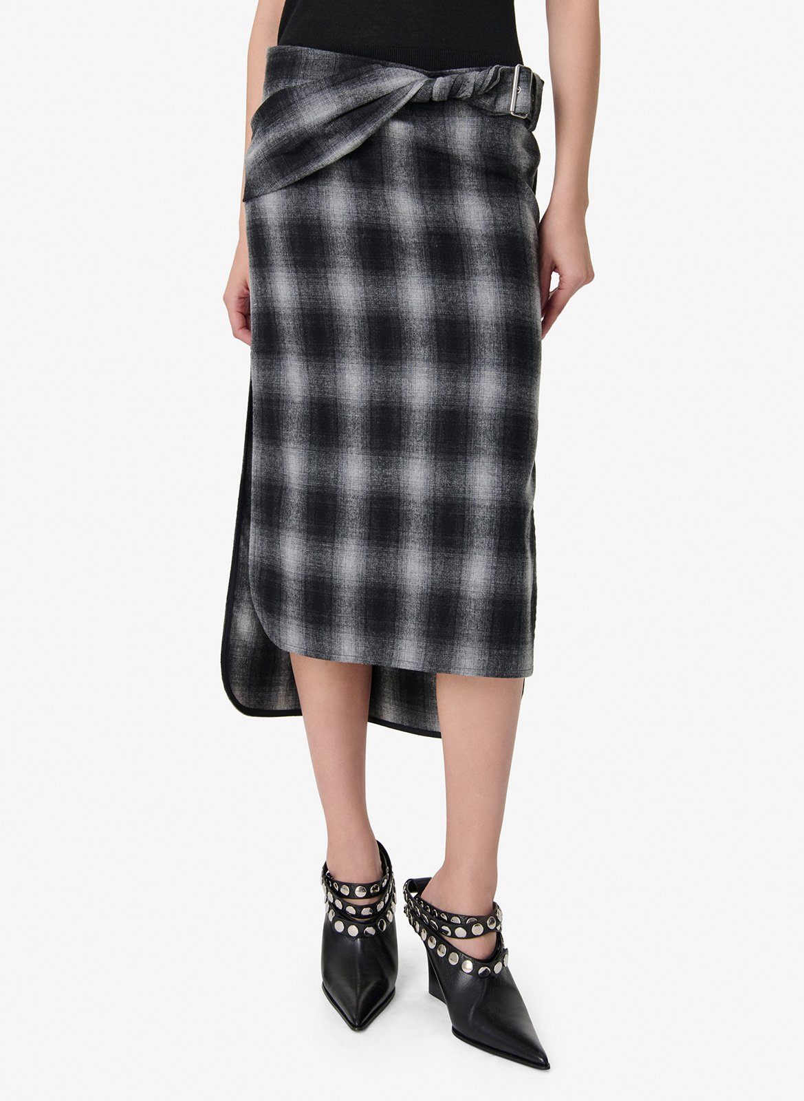 Midi-rok met print en nylane riem IRO Grijs