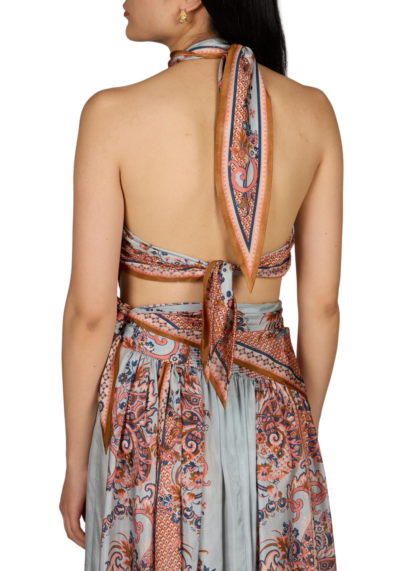 Top à col foulard à nouer imprimé cachemire en soie ZIMMERMANN Multicolore