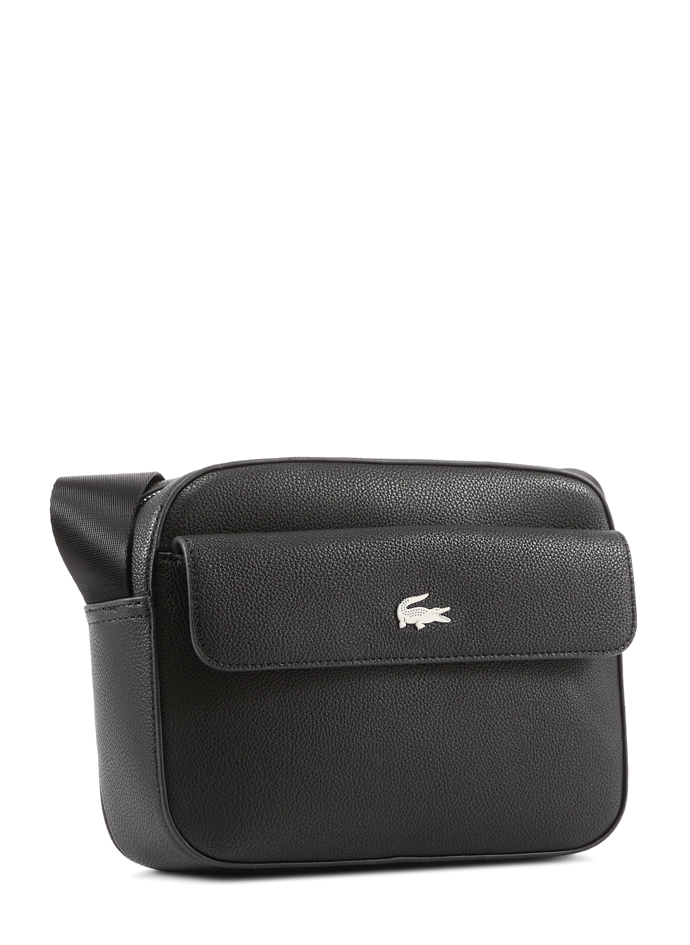 Sacoche texturée à bandoulière à logo métallique  LACOSTE Noir