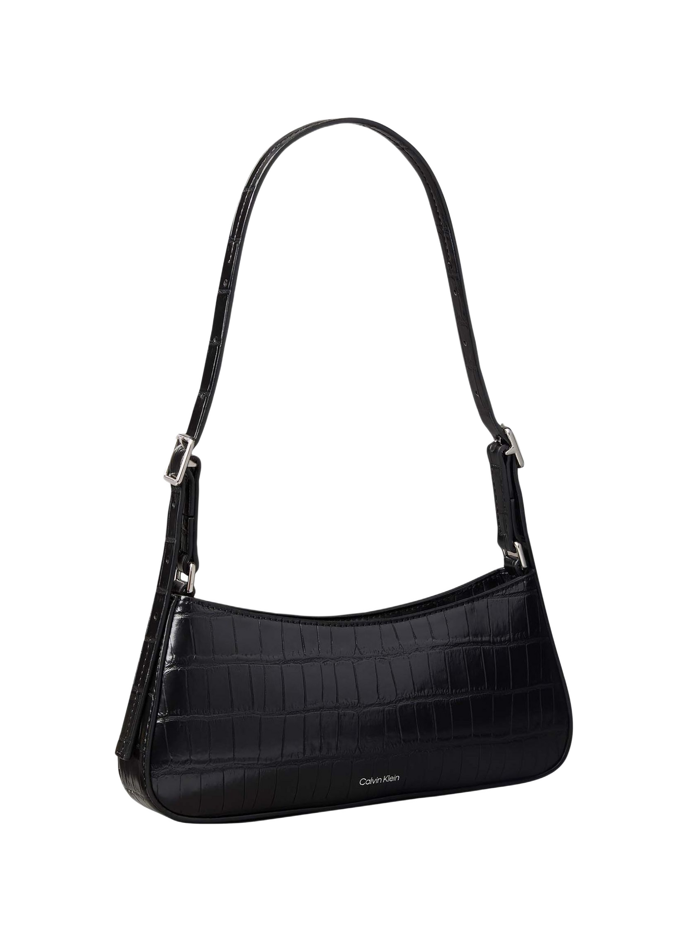 Crocodile-effect shoulder bag CALVIN KLEIN Black