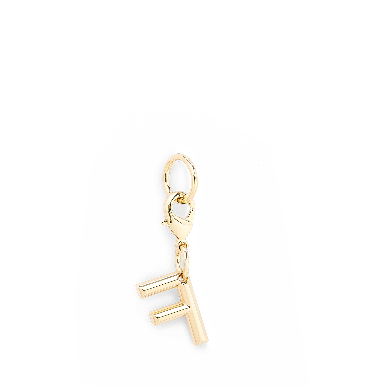 Gouden metalen Lancel-sleutelhanger in de vorm van de letter F, met gepolijste afwerking. LANCEL Goud