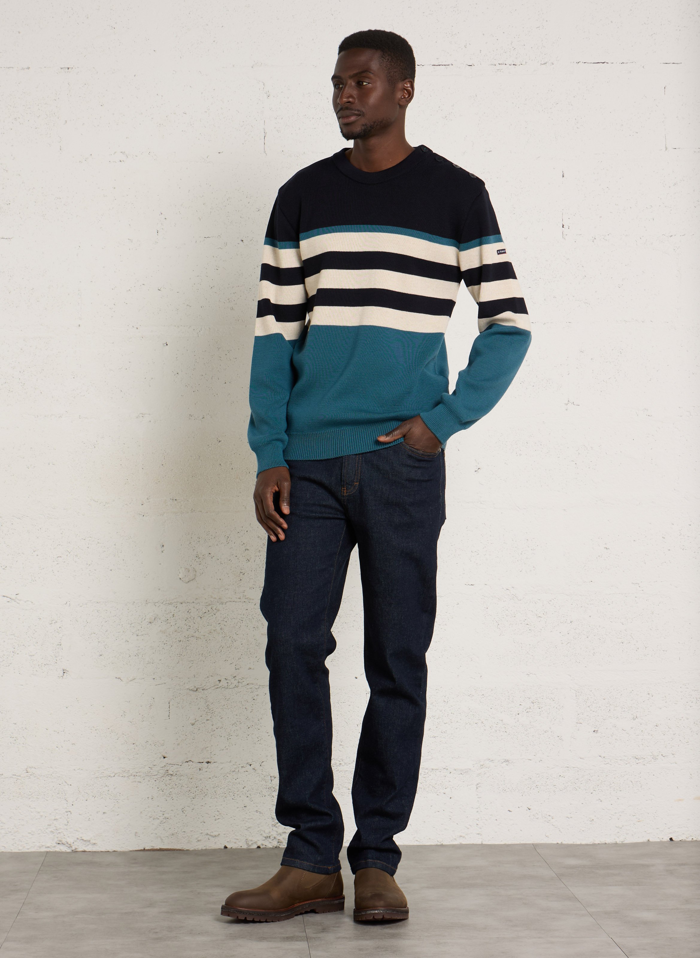 Pull rayé en laine mélangé ARMOR-LUX Bleu
