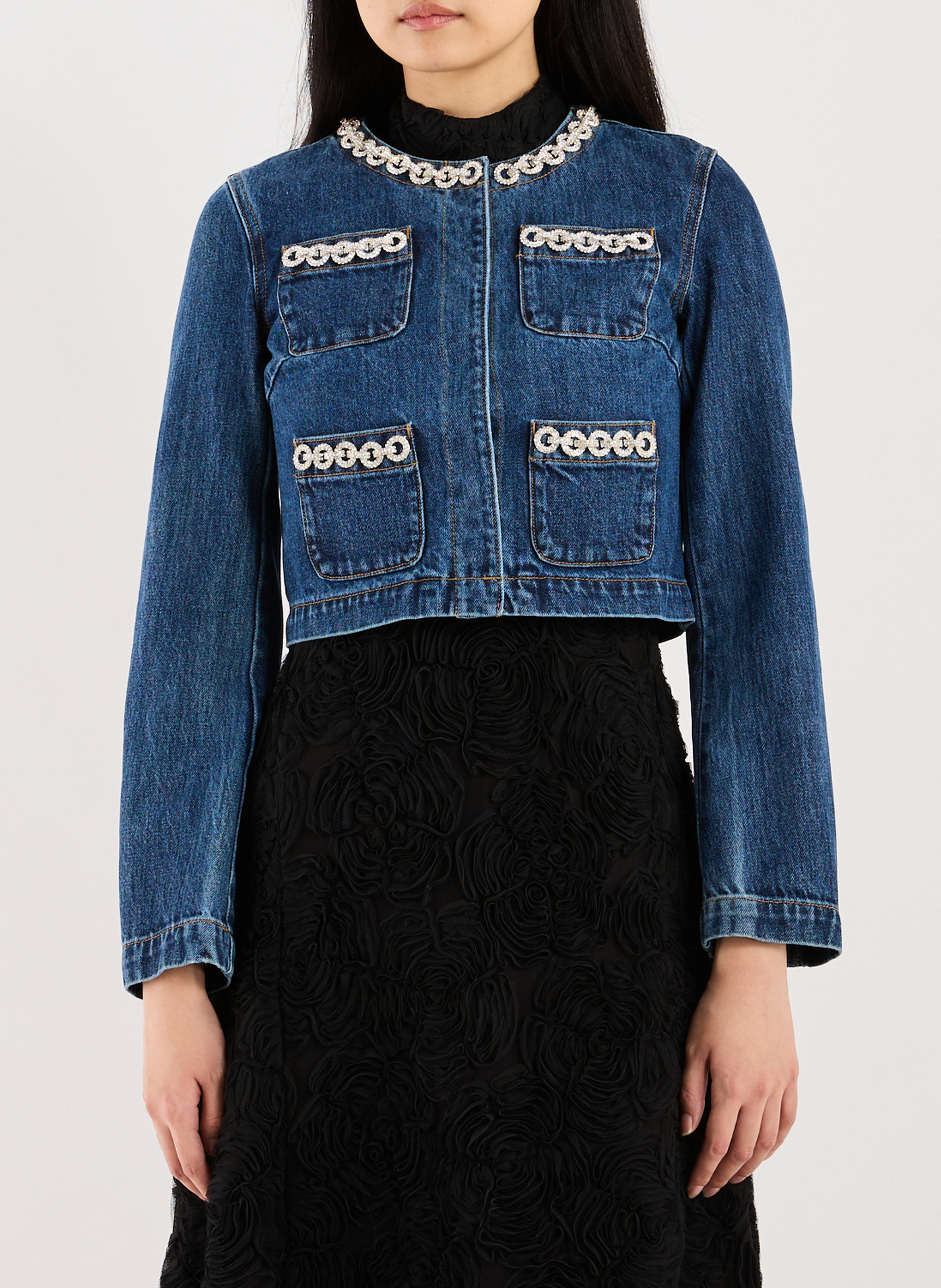 Giacca corta in denim SELF PORTRAIT Blu