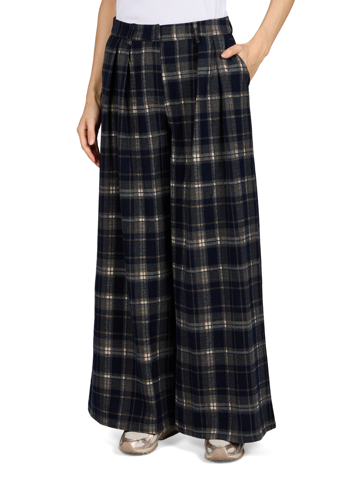 Wide-leg checked trousers  OBJECT Blue