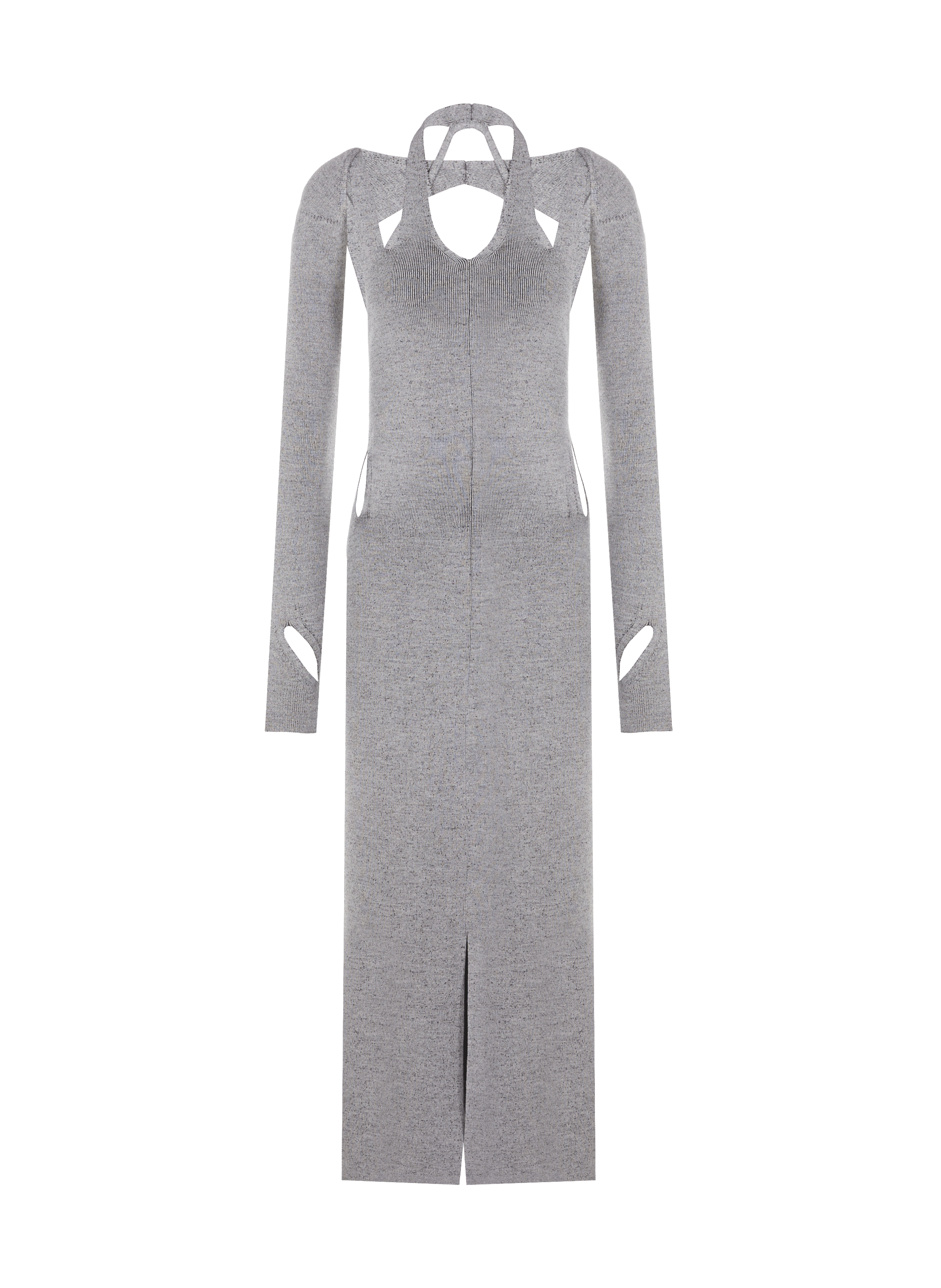 Robe côtelée en laine mérinos mélangée DION LEE Gris