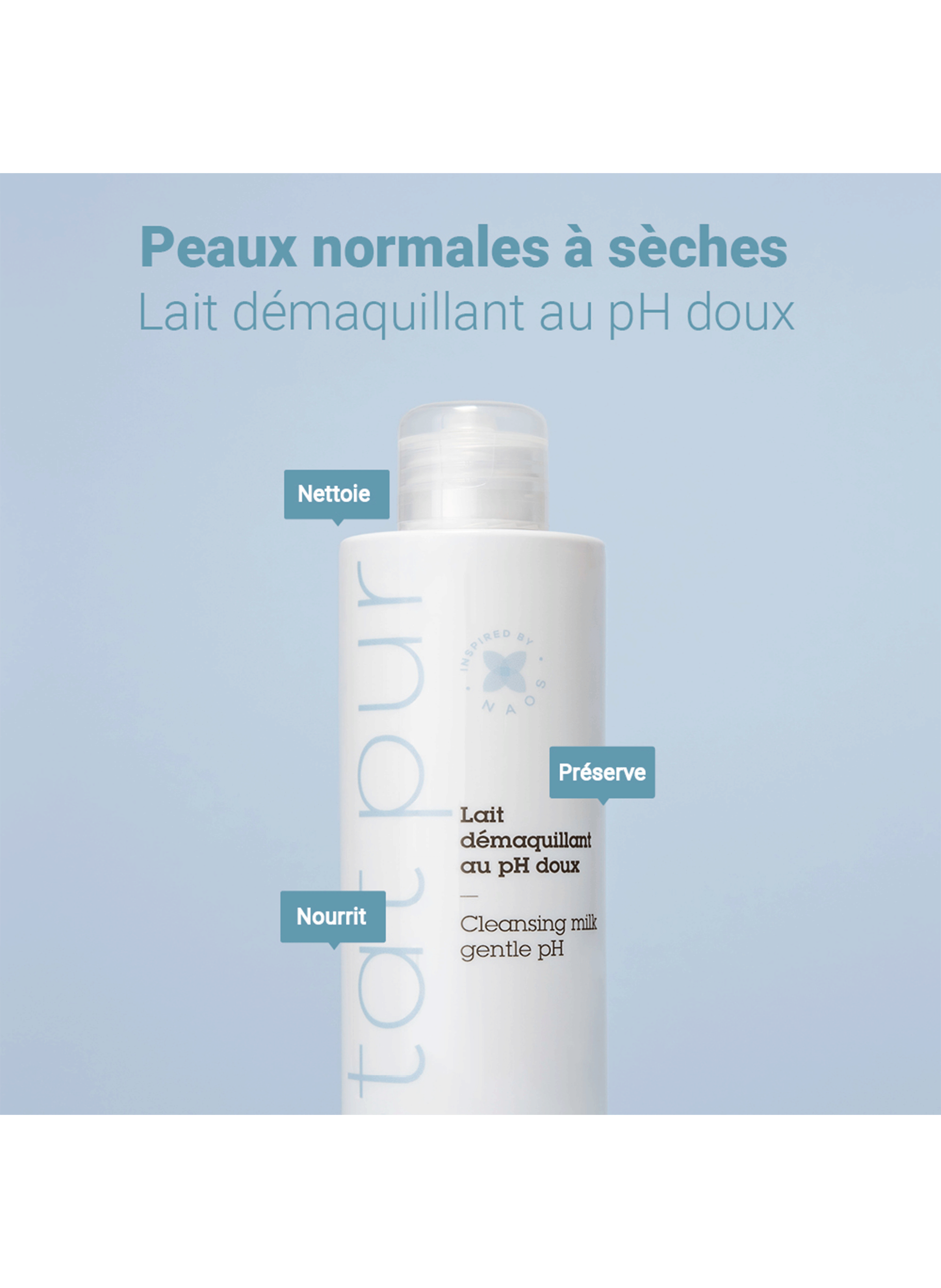 Le lait démaquillant au PH neutre ETAT PUR No color