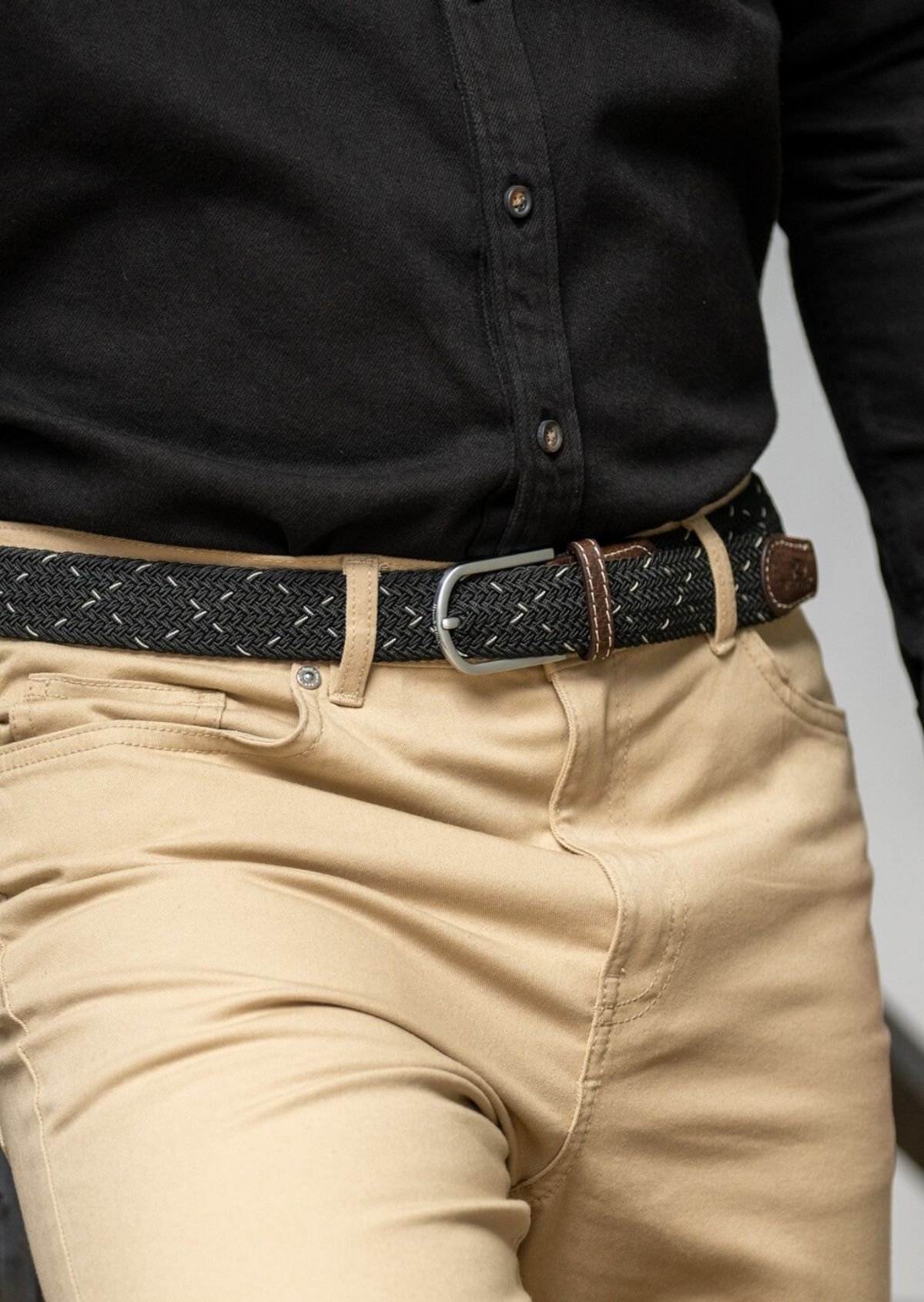 Ceinture tressée élastique multicolore BILLYBELT Noir