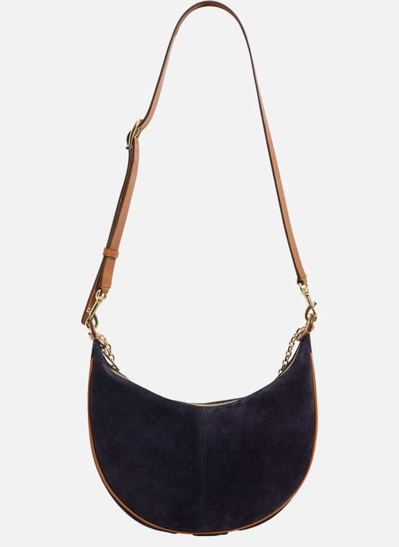 Sac demi-lune en cuir velours - le suzanne Bleu by GERARD DAREL GERARD DAREL Sac demi-lune en cuir velours - le suzanne Bleu