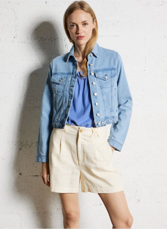 Veste en jean droite en coton Bleu by IKKS IKKS Veste en jean droite en coton Bleu