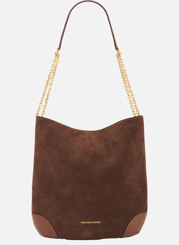 Sac hobo en cuir velours - le charlotte Marron by GERARD DAREL GERARD DAREL Sac hobo en cuir velours - le charlotte Marron