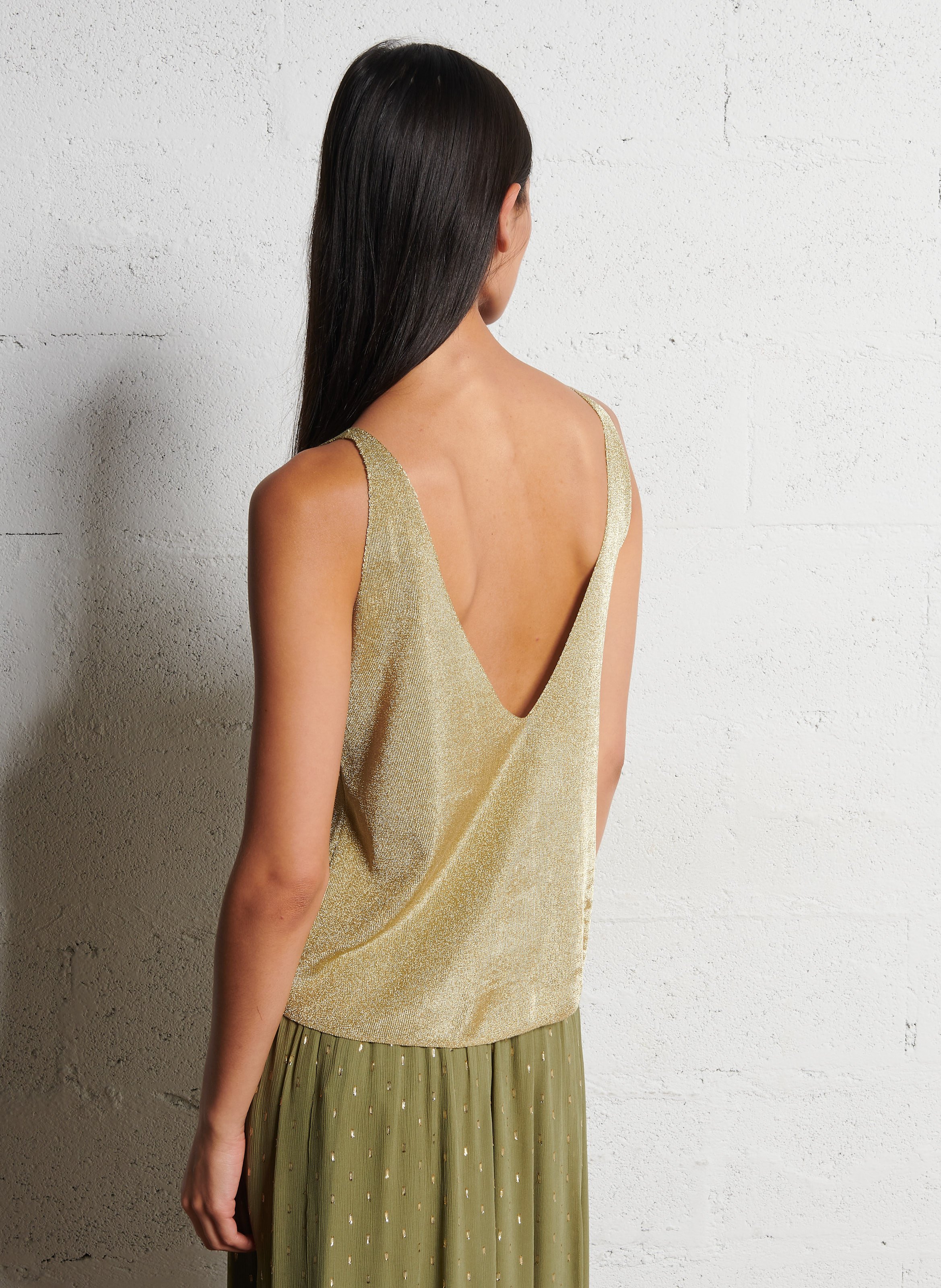 Top sans manches col v à paillettes zuani BA&SH Doré