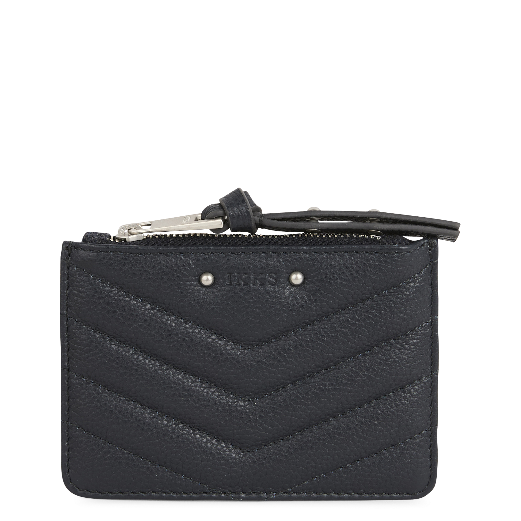 Porte-cartes chevrons en cuir 1440 banker IKKS Bleu