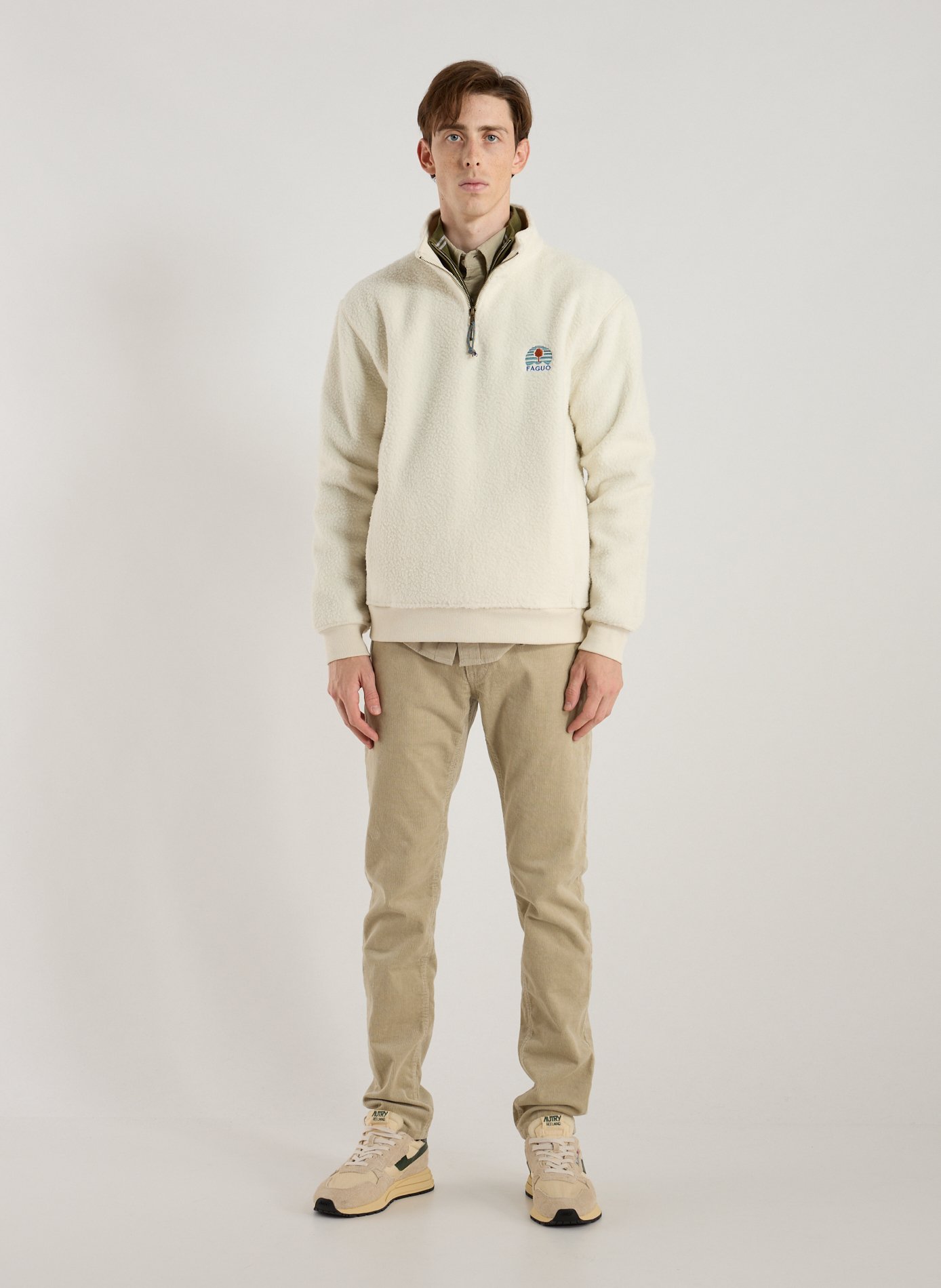 Veste polaire droite Aubiac à col montant FAGUO Beige