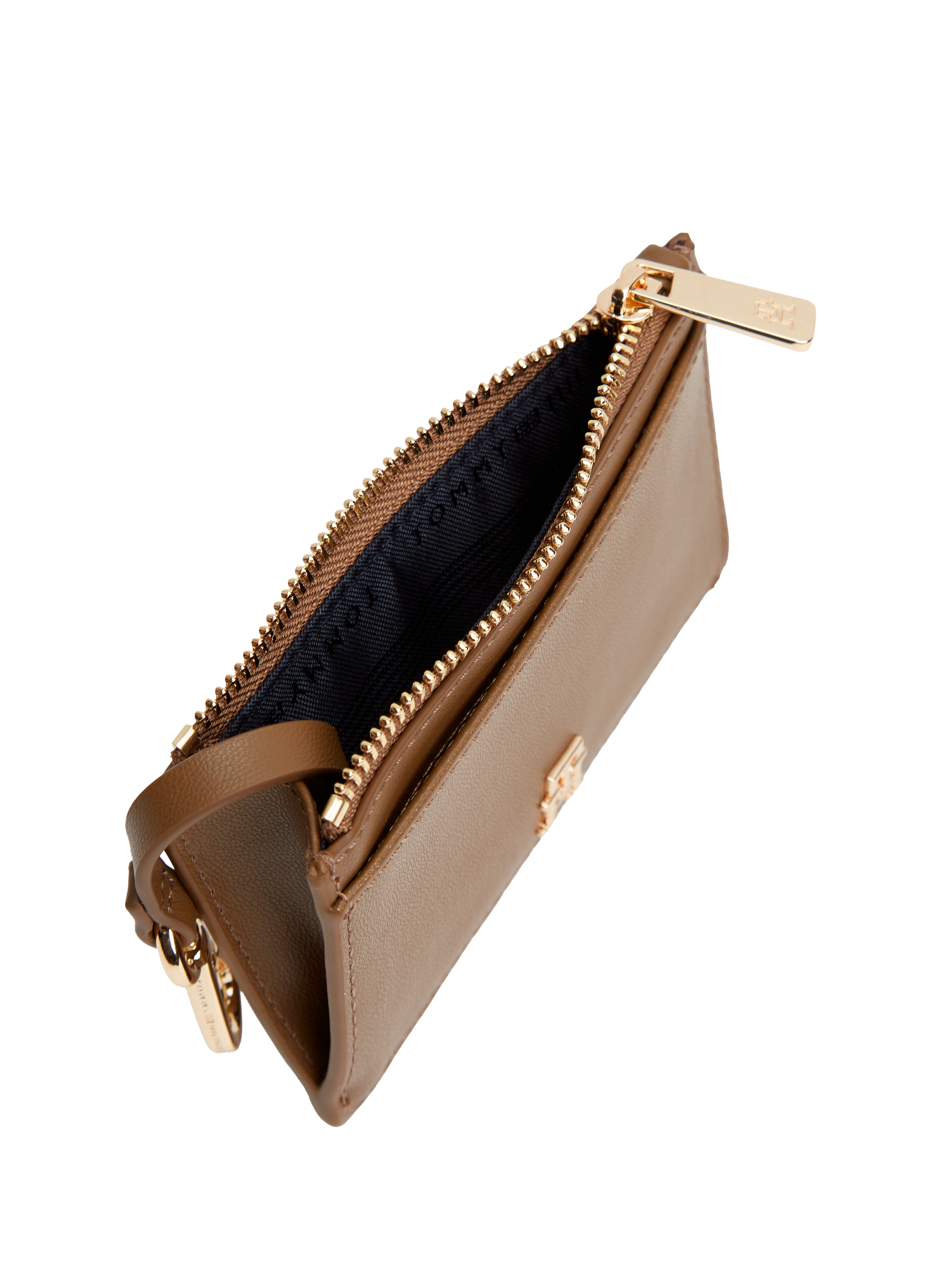 Porte-cartes zippé à logo effet cuir TOMMY HILFIGER Marron