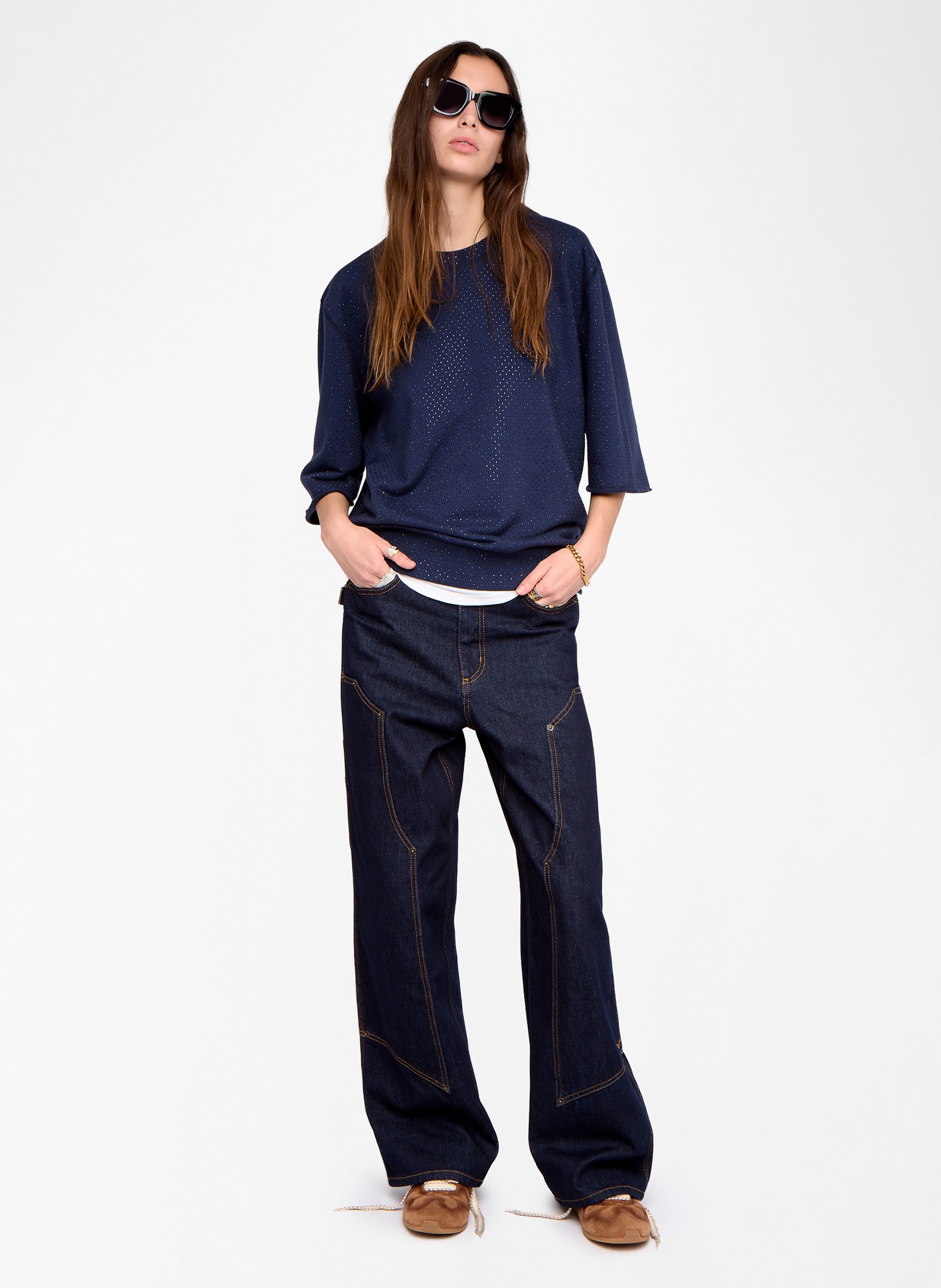 Sweat col rond en coton mélangé edmond ZADIG&VOLTAIRE Bleu