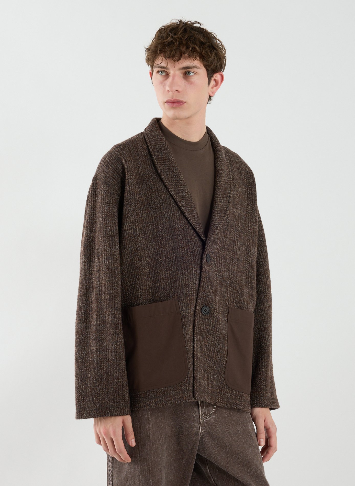 Two-tone wool blazer COMME DES GARCONS HOMME Brown