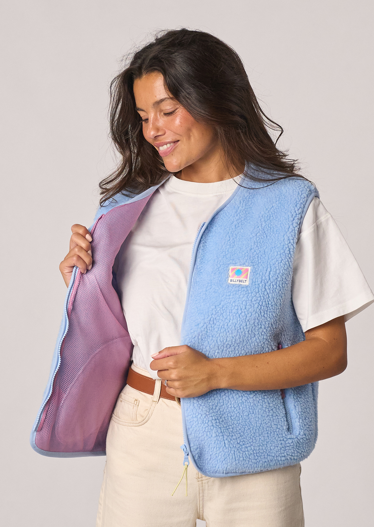 Veste sherpa zippée sans manches BILLYBELT Bleu