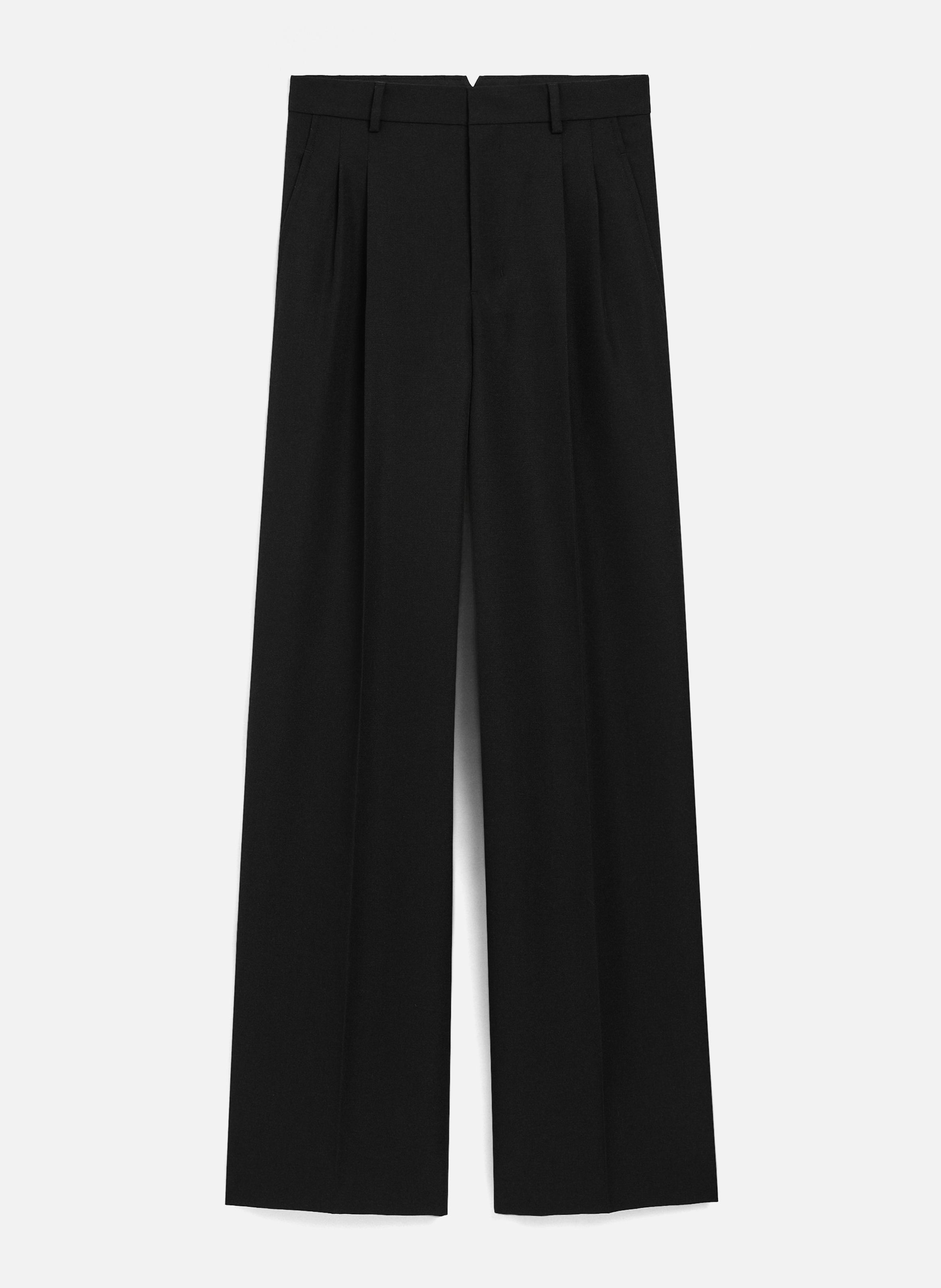 Pantalon droit en laine AMI PARIS Noir