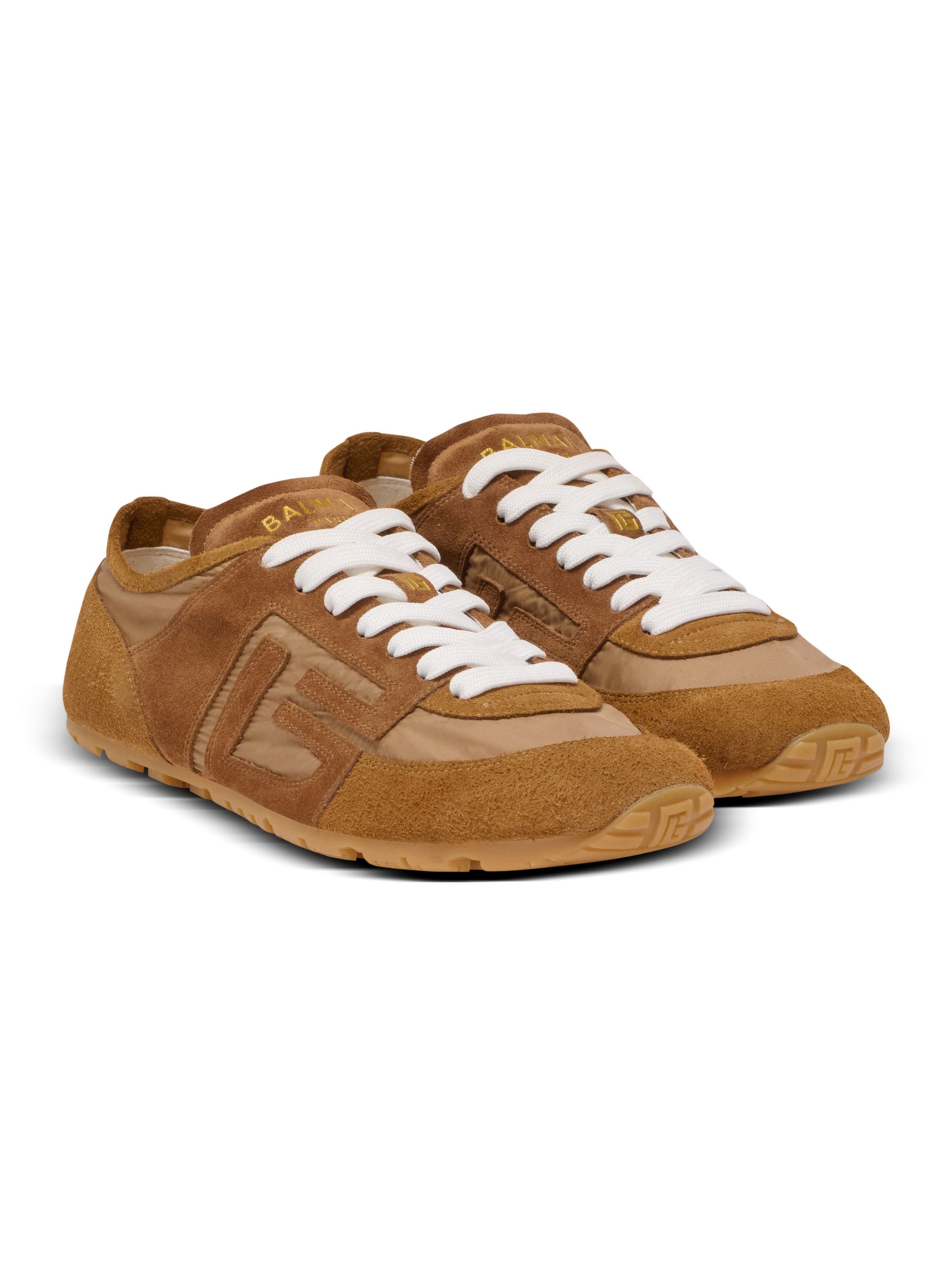 Baskets racer 45 en daim et nylon BALMAIN Marron