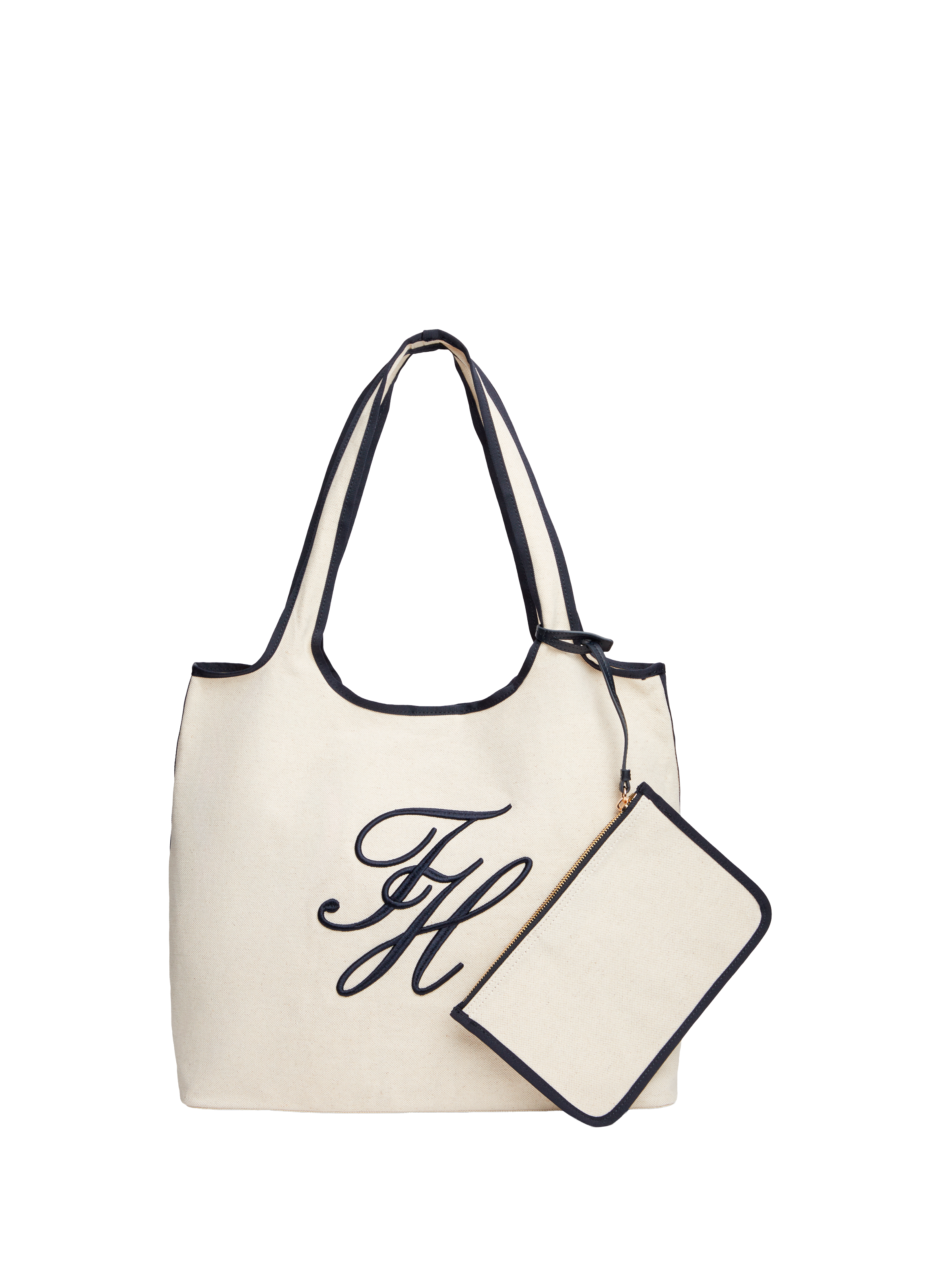 Sac cabas à logo en coton et lin mélangés TOMMY HILFIGER Beige