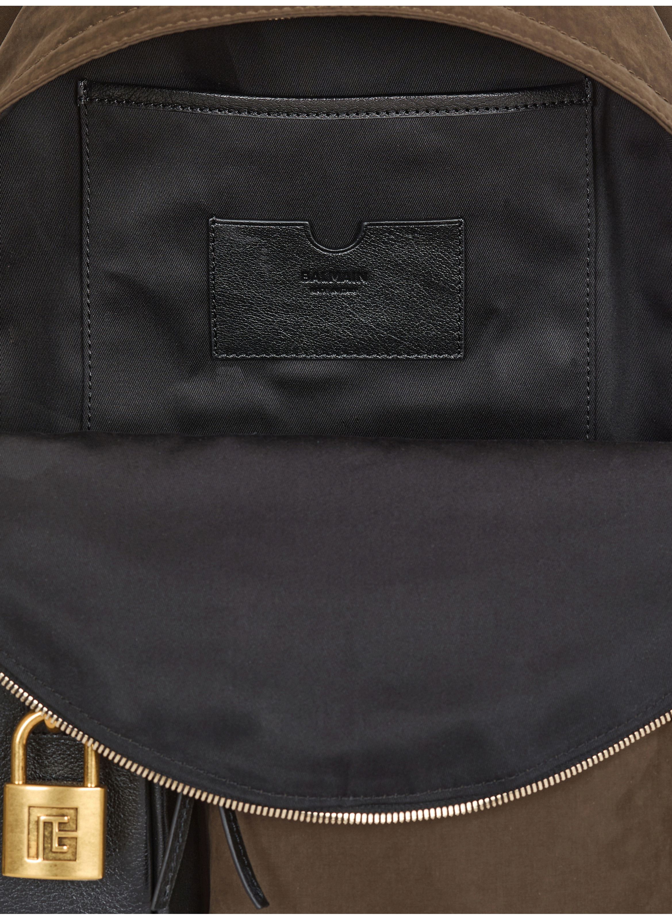 Sac à dos pulse en cuir de veau et nylon BALMAIN Vert
