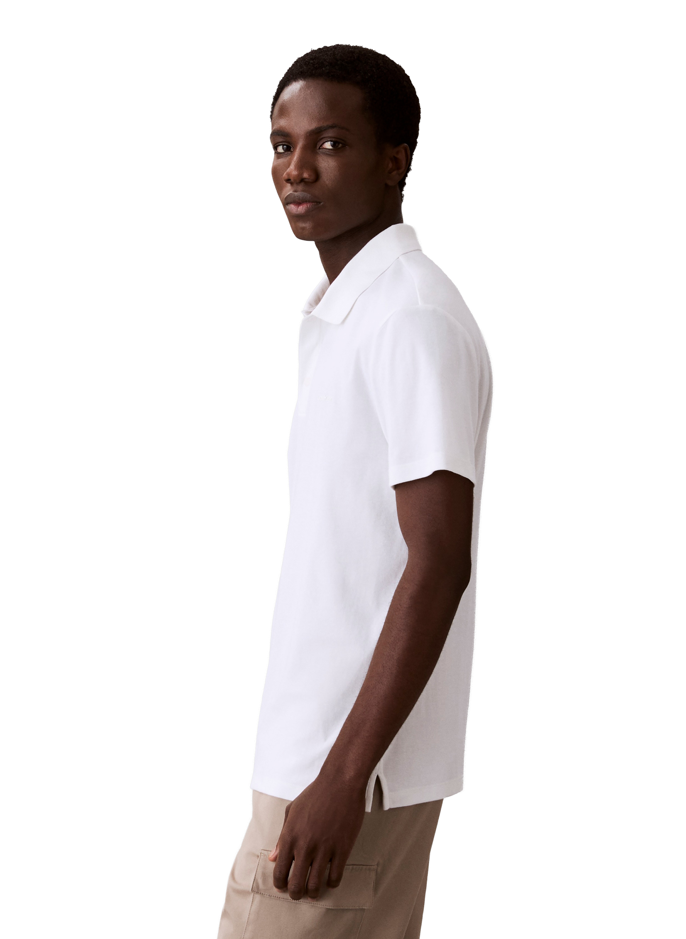 Straight polo in blended BCI cotton CALVIN KLEIN White