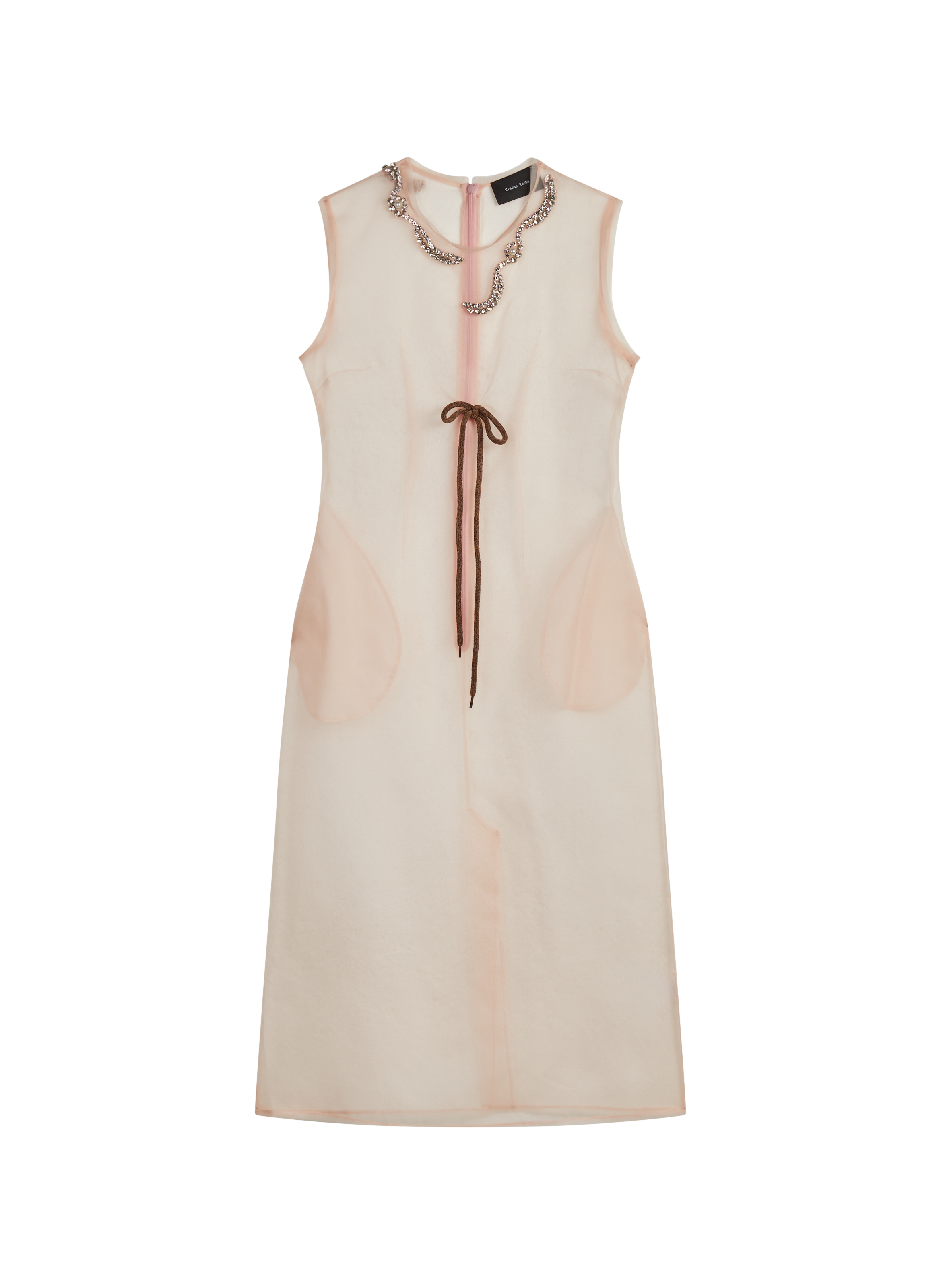 Robe longue transparente détails noeud et collier en soie SIMONE ROCHA Rose