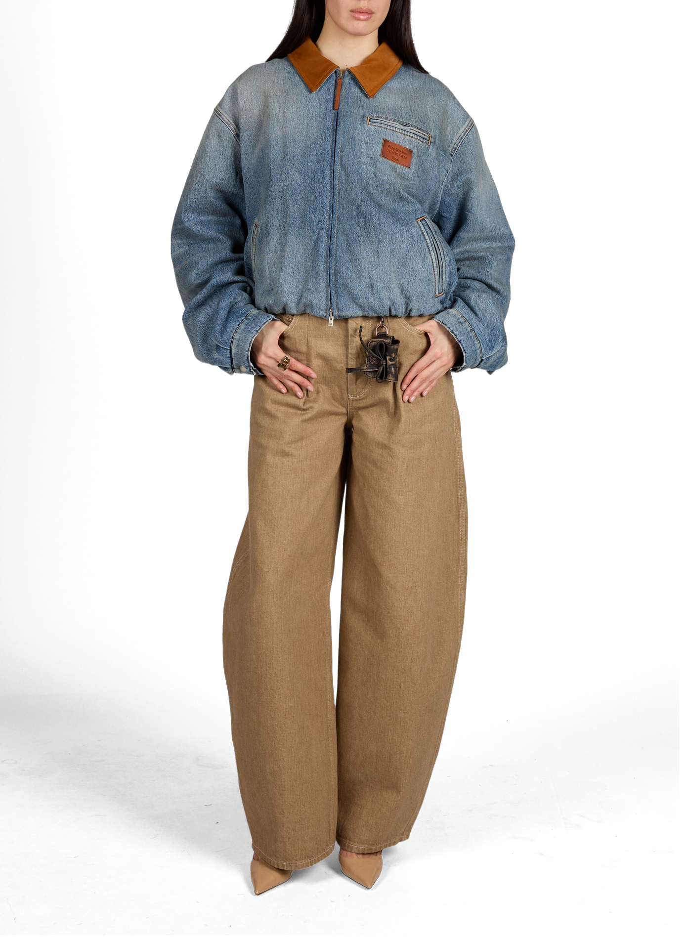 Bomber ample en denim de coton mélangé ACNE STUDIOS Bleu