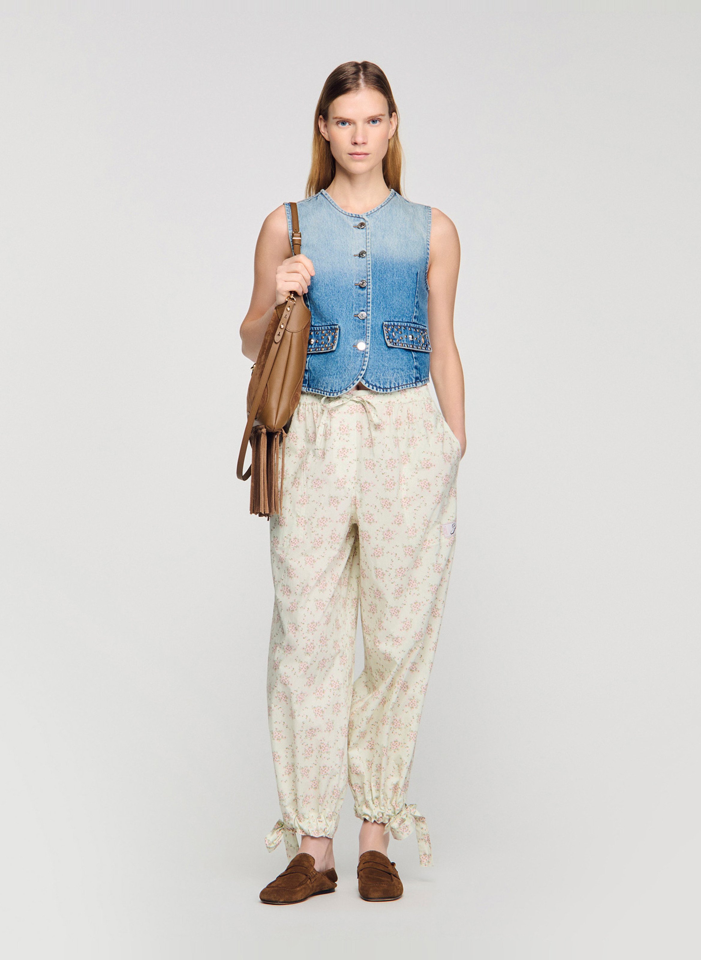 Pantalon large à imprimé floral SANDRO Rose