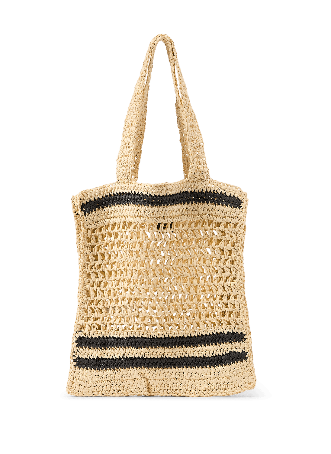 Panier paperstraw ouvert rayé AU PRINTEMPS PARIS Noir