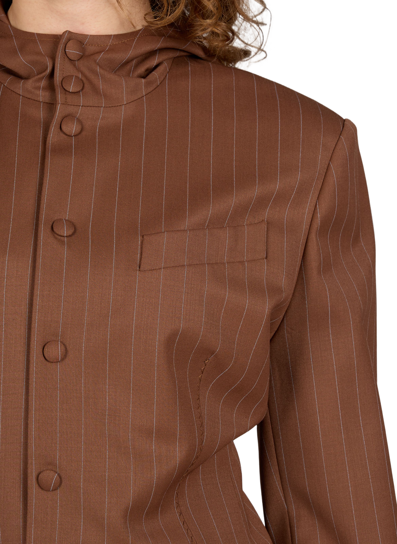 Blazer rayé à capuche en laine vierge mélangée JEAN PAUL GAULTIER Marron