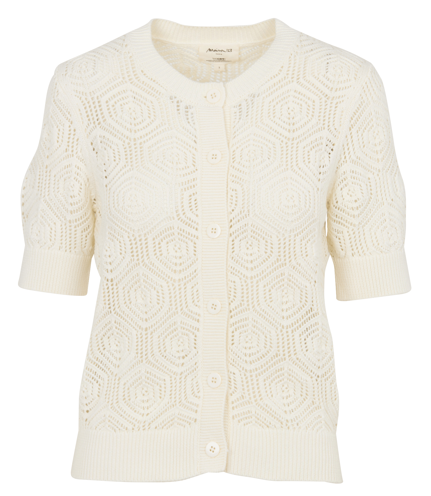 Gilet droit col rond en coton plume MAISON 123 Beige