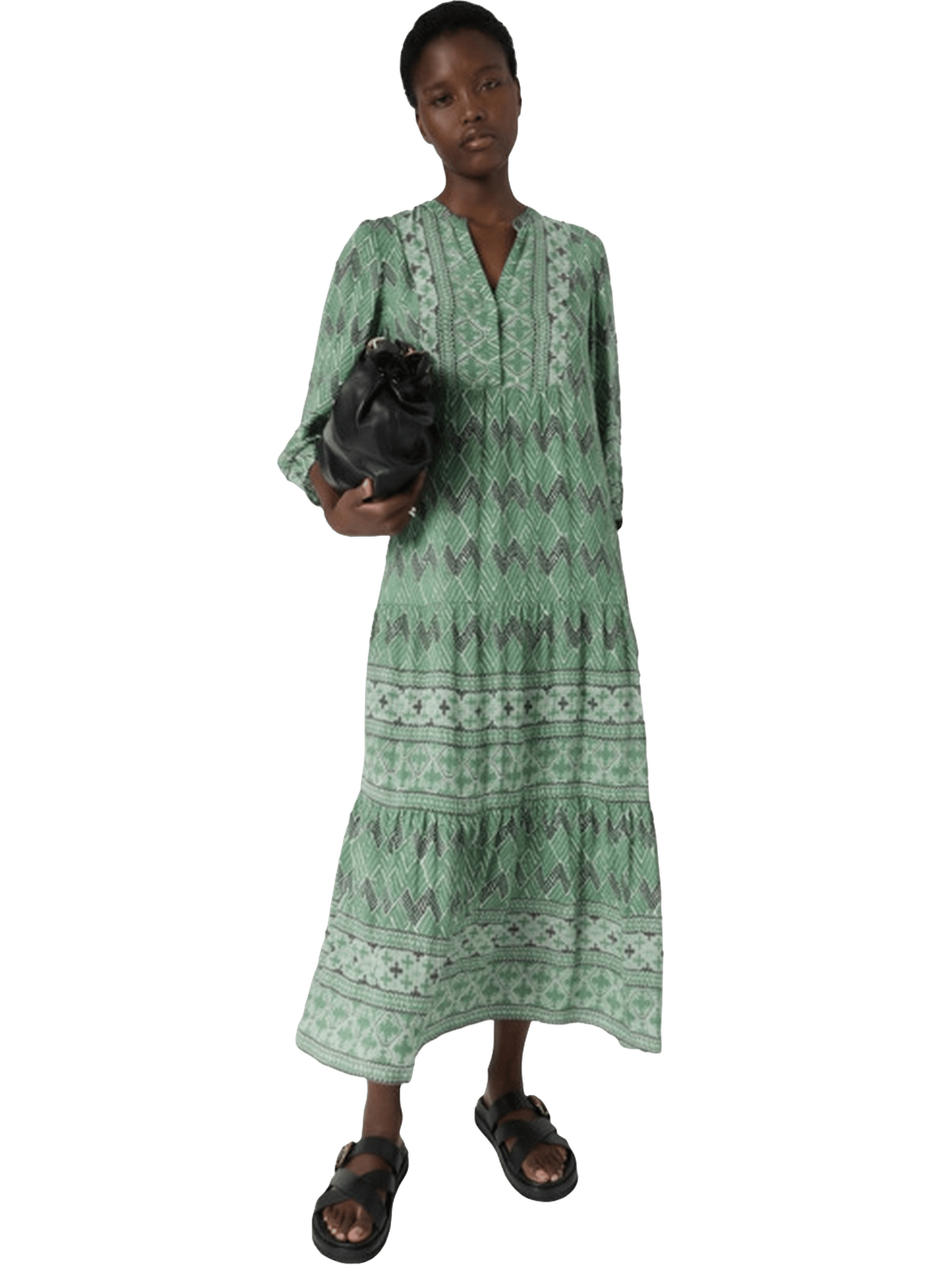 Robe longue imprimé graphique - riham GERARD DAREL Vert