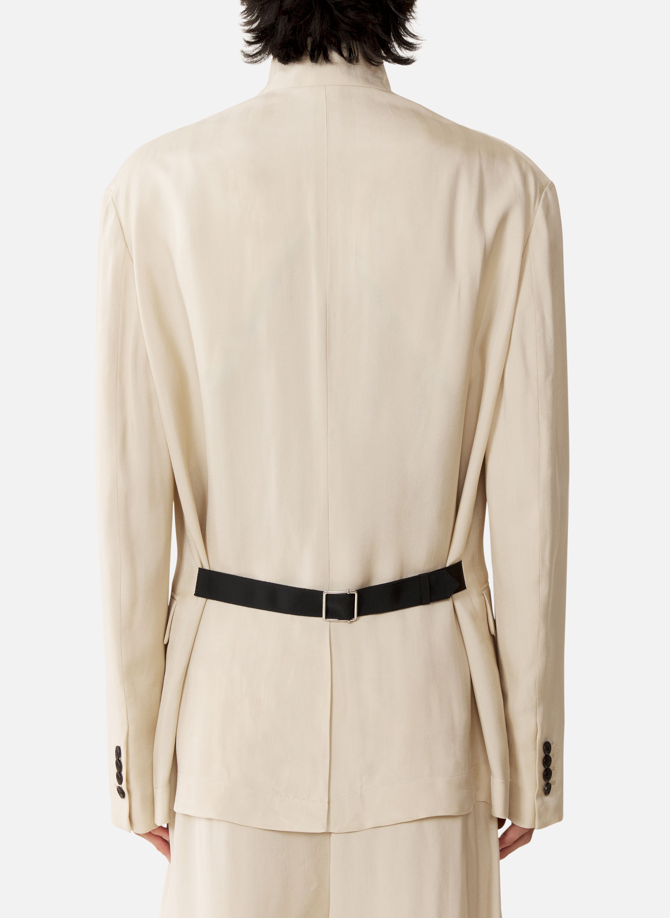 Veste col officier en viscose Blanc