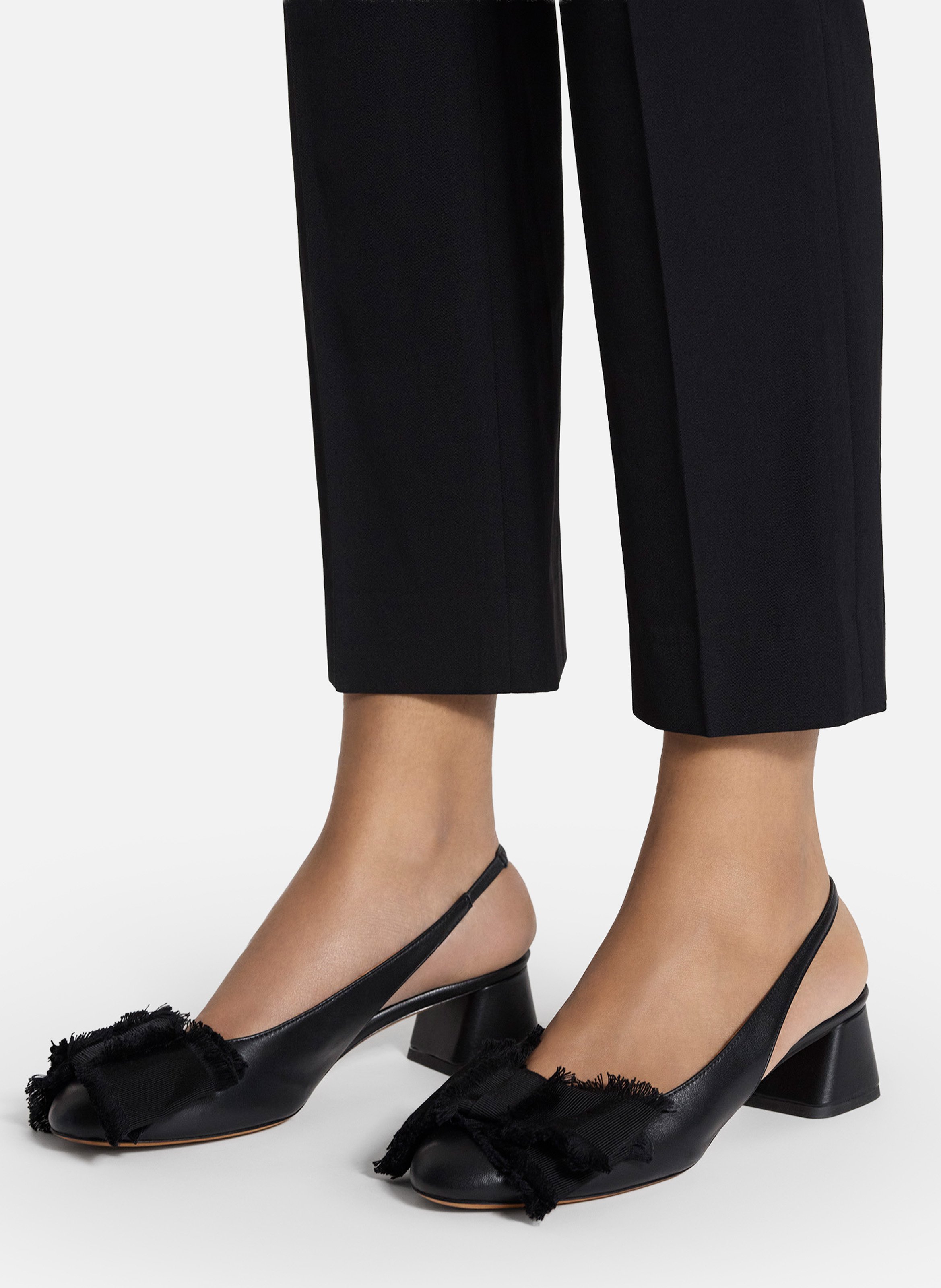 Slingback à talons ballerine en cuir LANVIN Noir