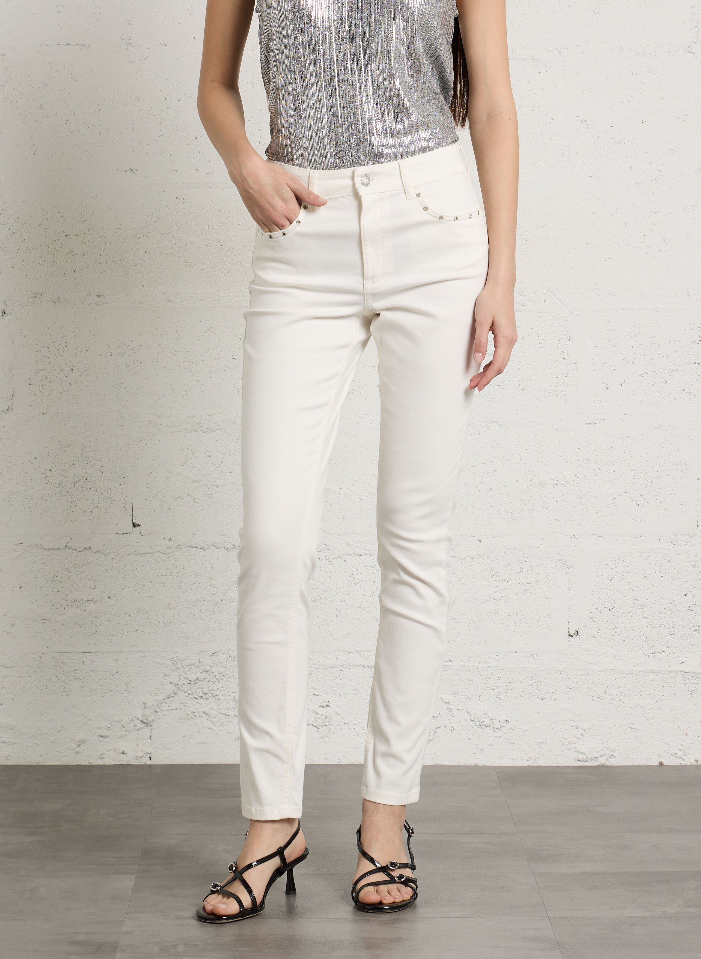 Jean slim en coton mélangé nina IKKS Blanc