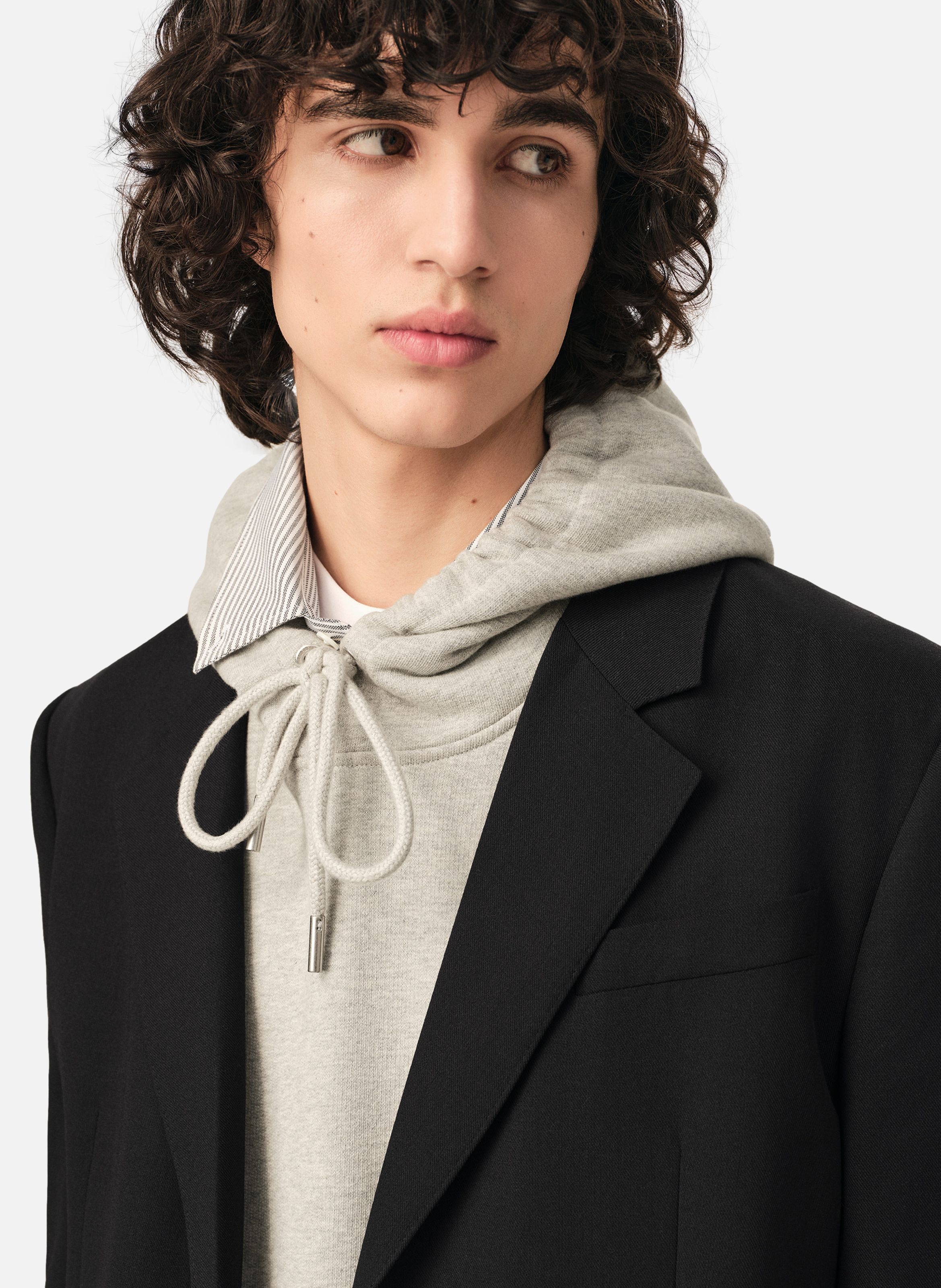 Veste droite simple boutonnage en laine AMI PARIS Noir