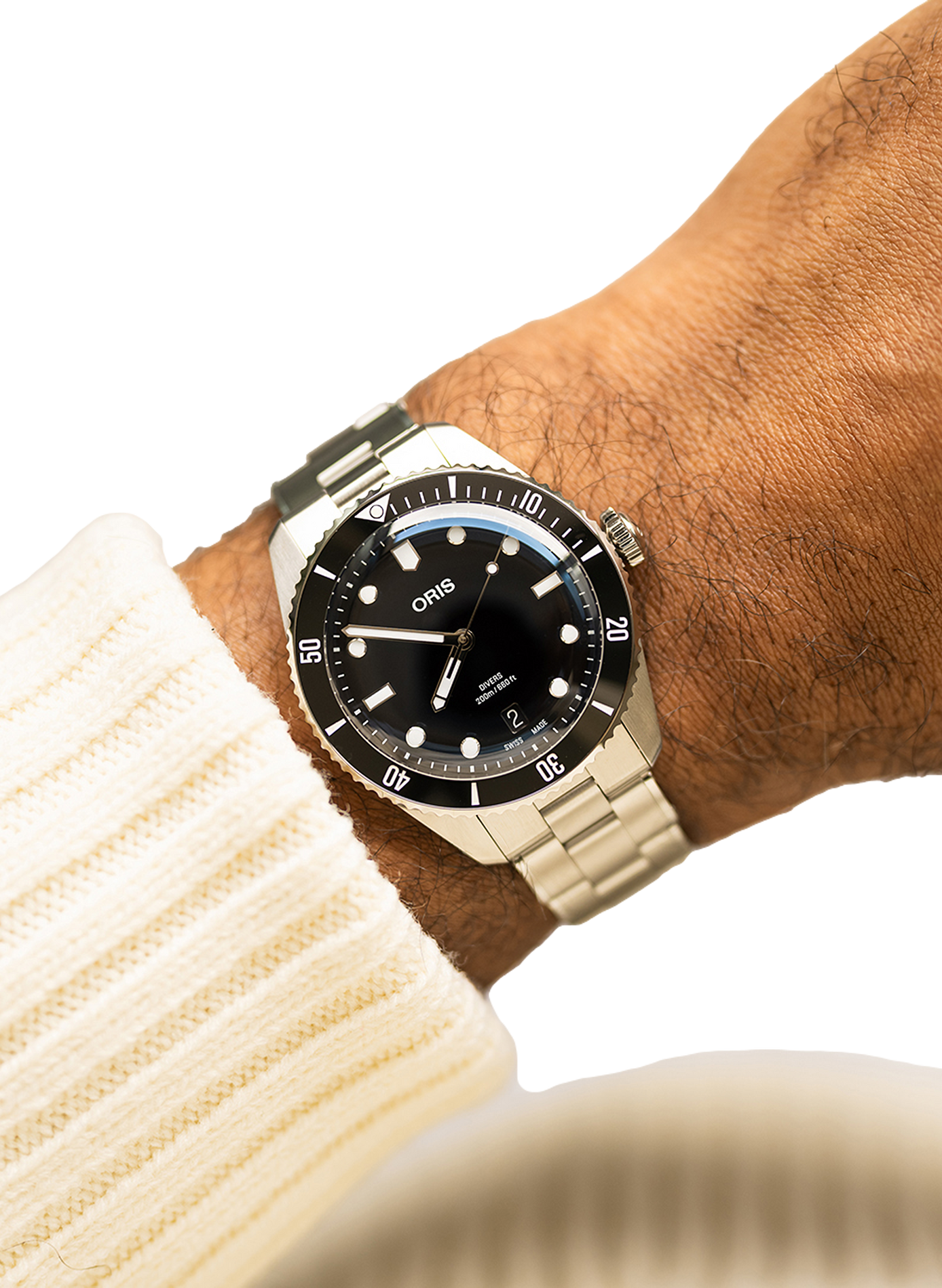 Montre automatique Oris Divers Date en acier inoxydable ORIS Noir