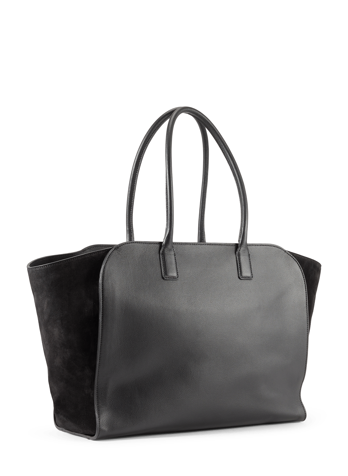 Shopper-Tasche mit Wildlederbesatz aus genarbtem Leder SAISON 1865 Schwarz