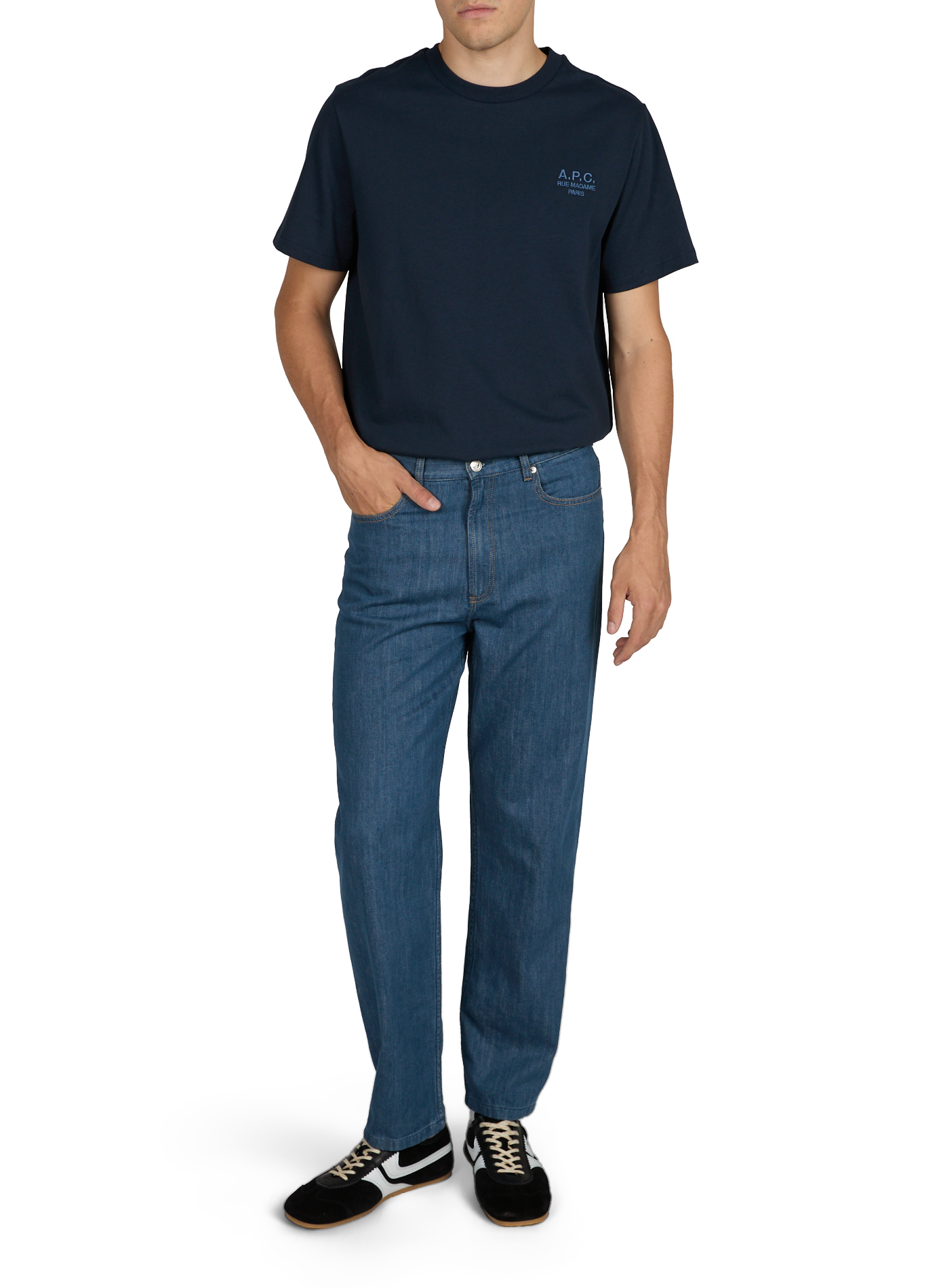 T-shirt à col rond en coton A.P.C. Bleu