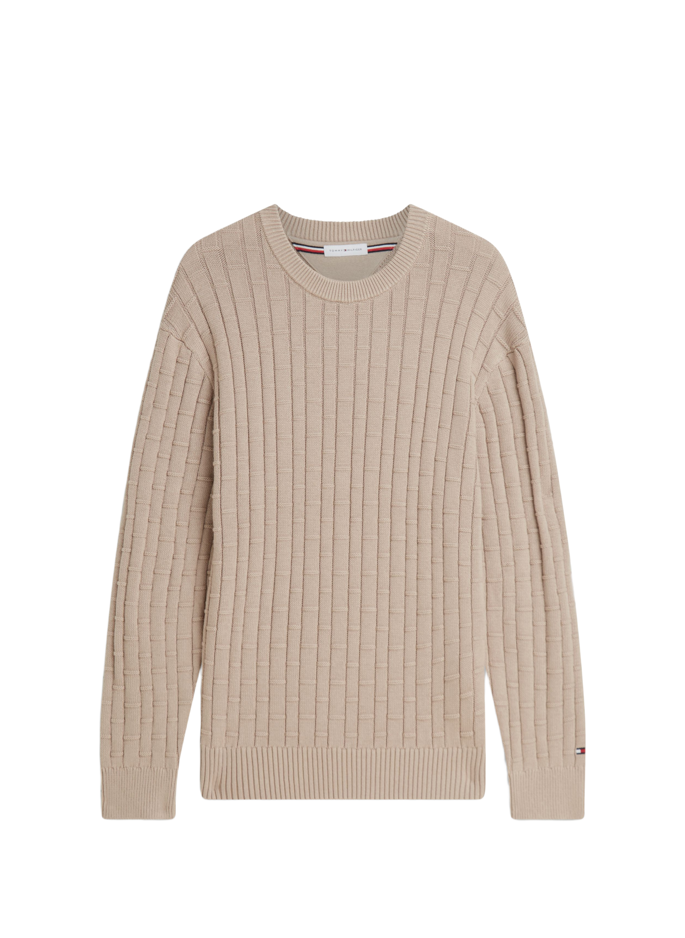 Pull cintré texturé en coton TOMMY HILFIGER Beige