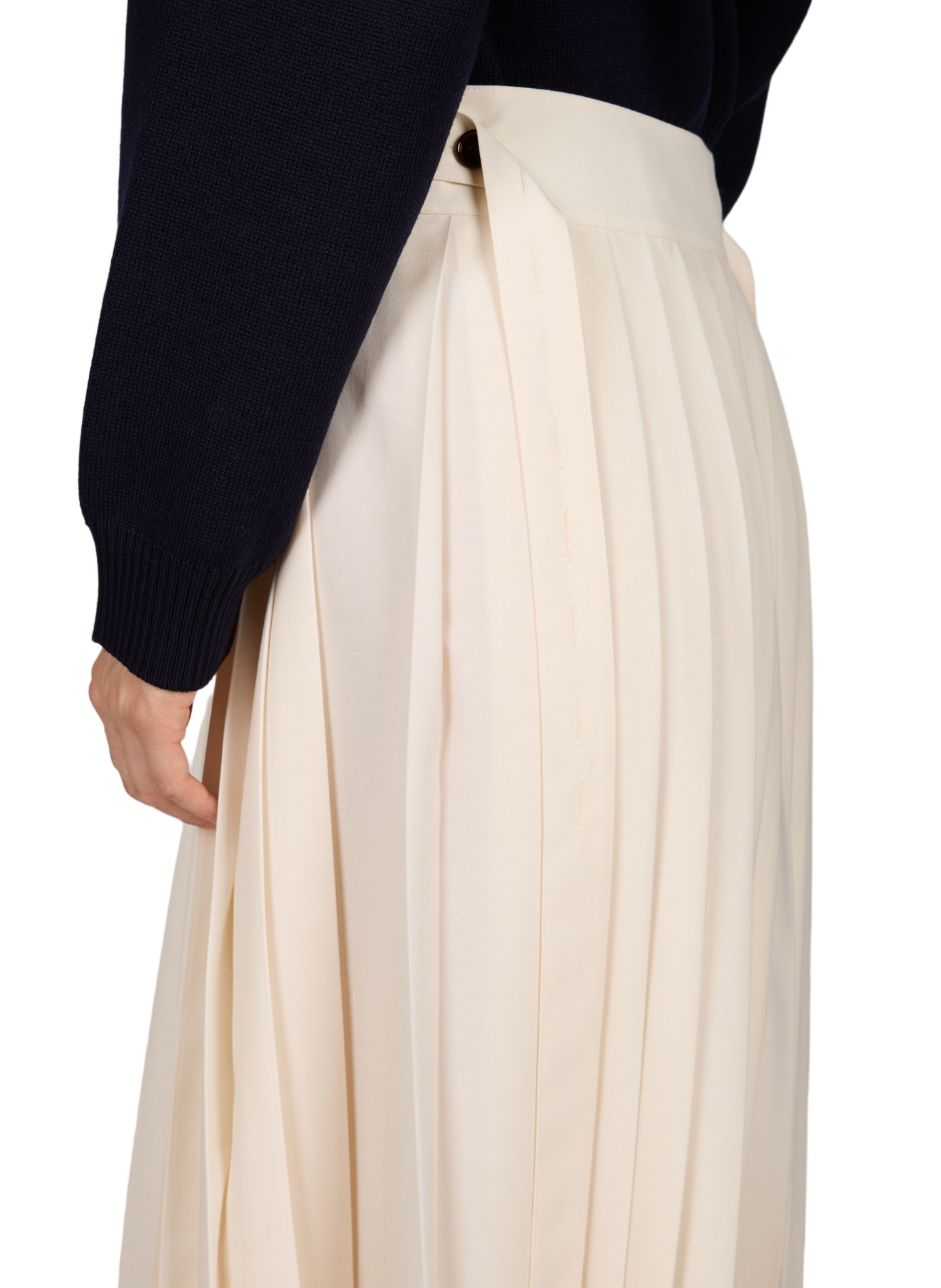 Jupe midi portefeuille plissée en laine mélangé ROHE FRAMES Beige