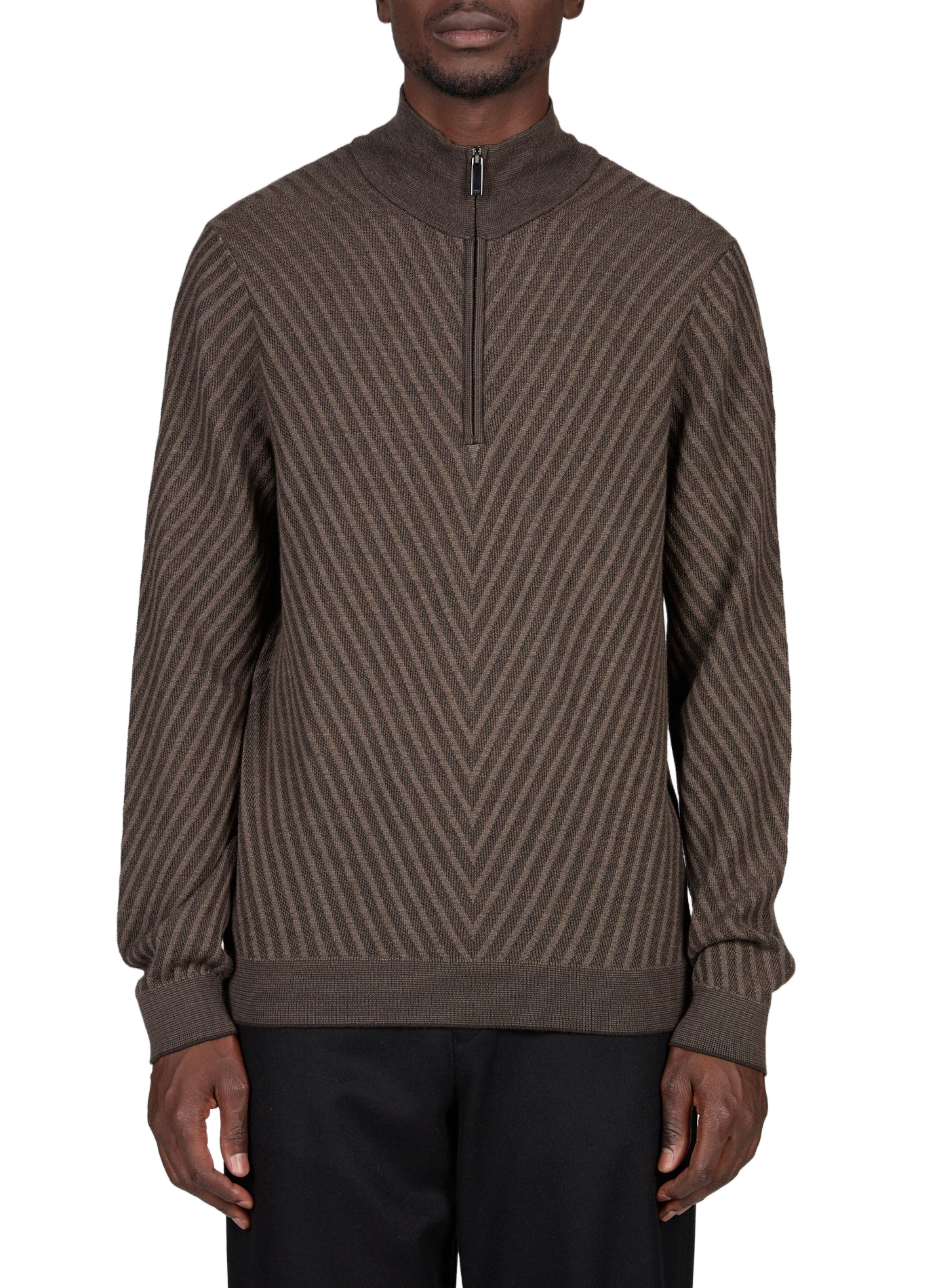 Gerader Wollpullover mit Reißverschluss EMPORIO ARMANI Braun