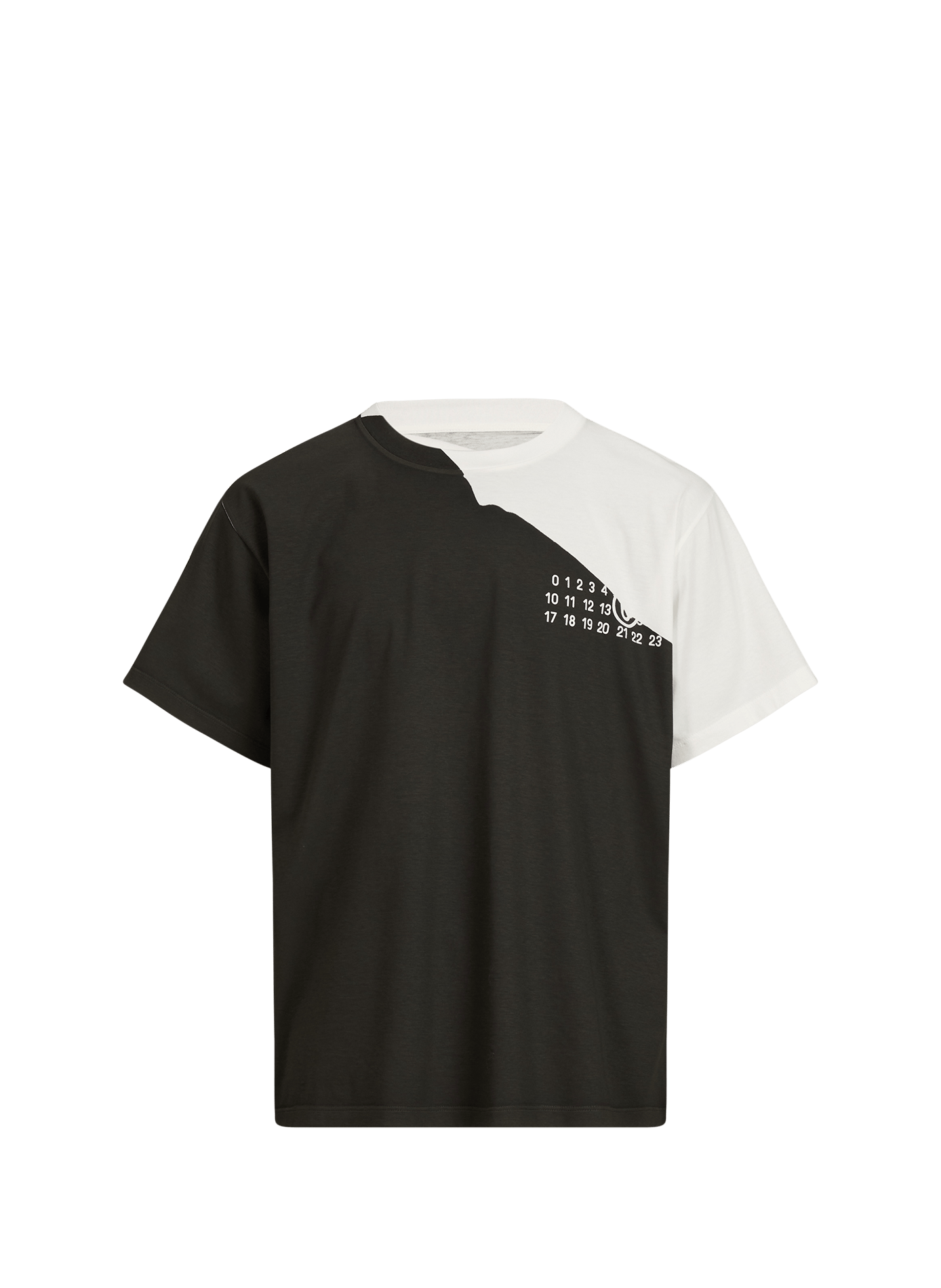 T-shirt col rond bicolore MAISON MARGIELA Blanc