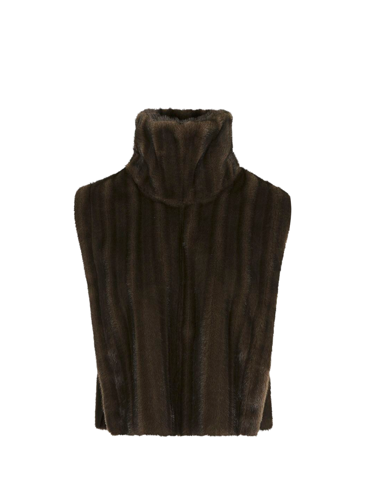 Pull sans manches à fourrure à col montant RHUNE Brown