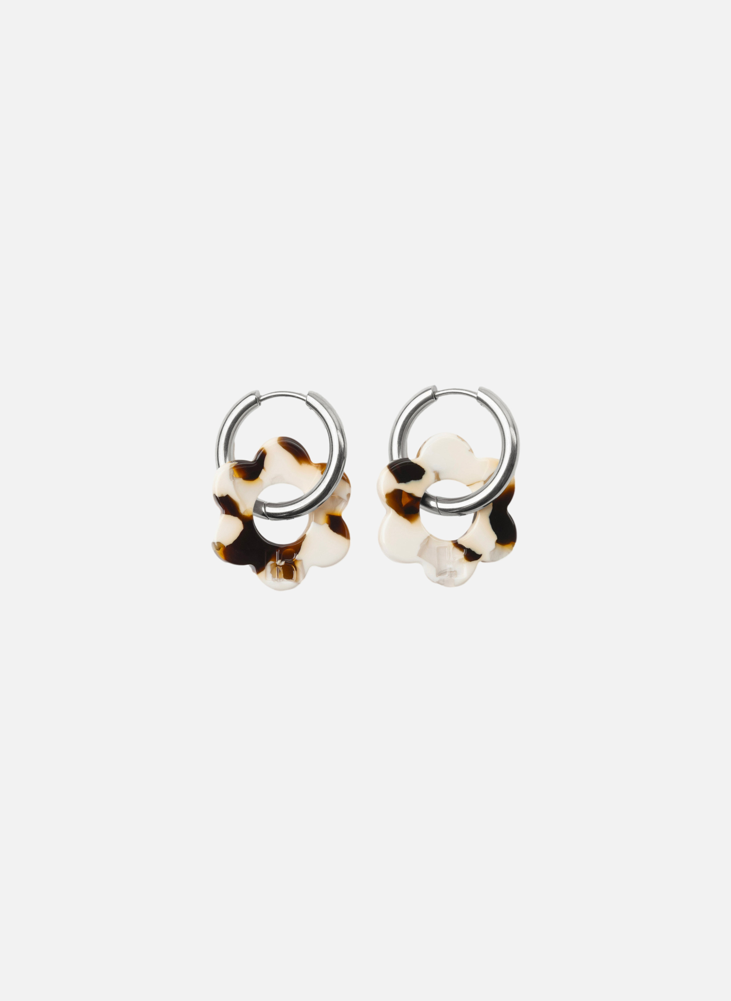 Boucles d'oreilles Baby Fleurette avec anneaux en acier inoxydable argenté  Latte